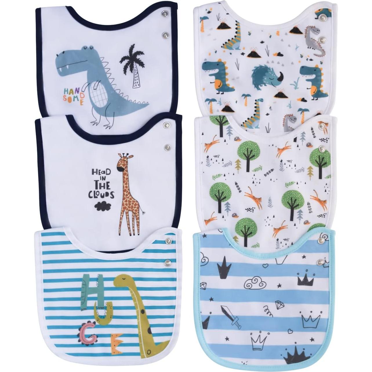 Maiwa Paquete de 6 Baberos Impermeables de Algodón para Bebés