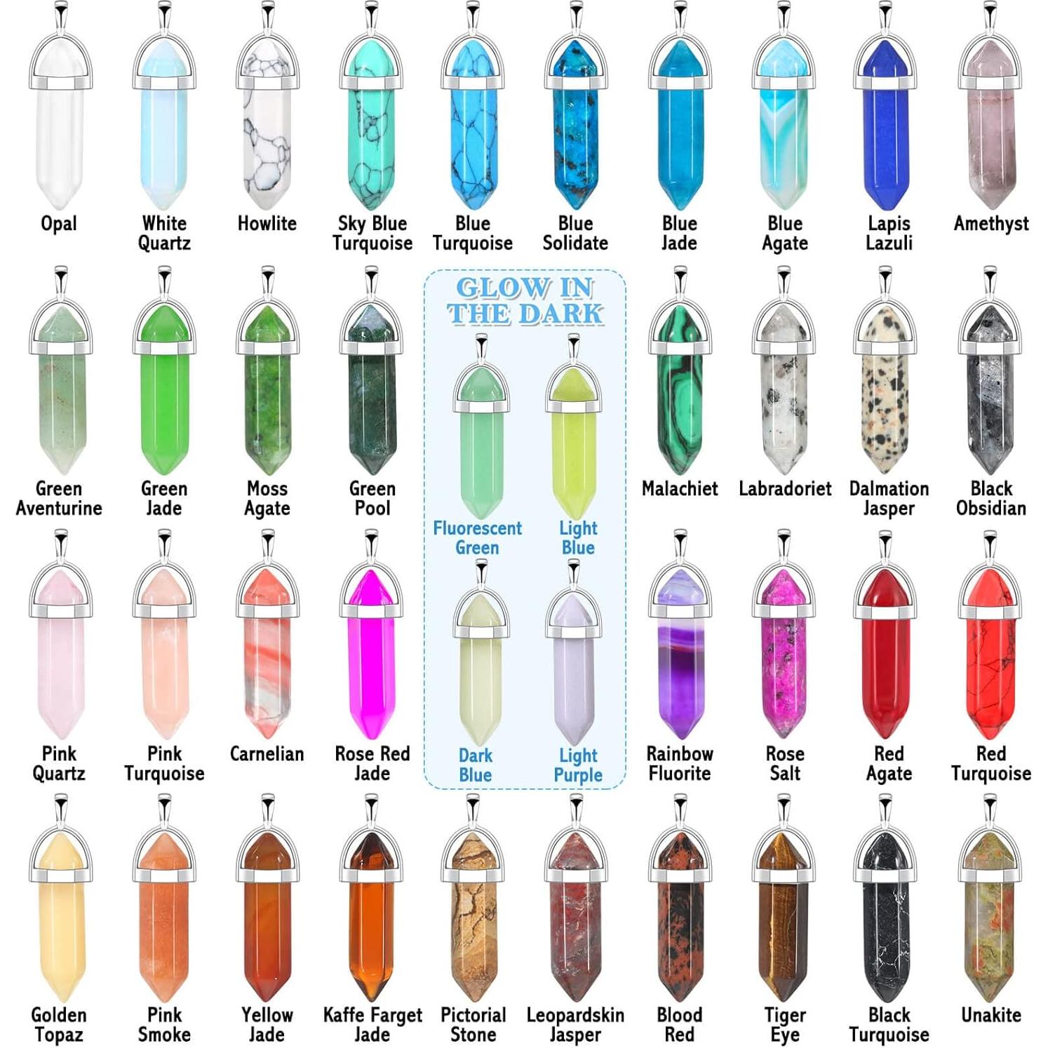 40 Colgantes de Cristal Sanador ROADPLUM - Brillan en la Oscuridad