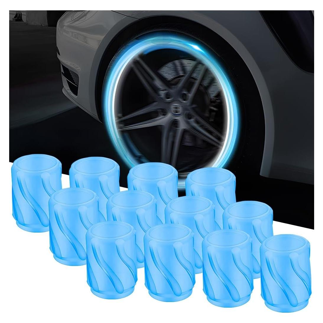 Tapas de Válvula de Neumático Mandark 12PCS Luminiscentes Azul