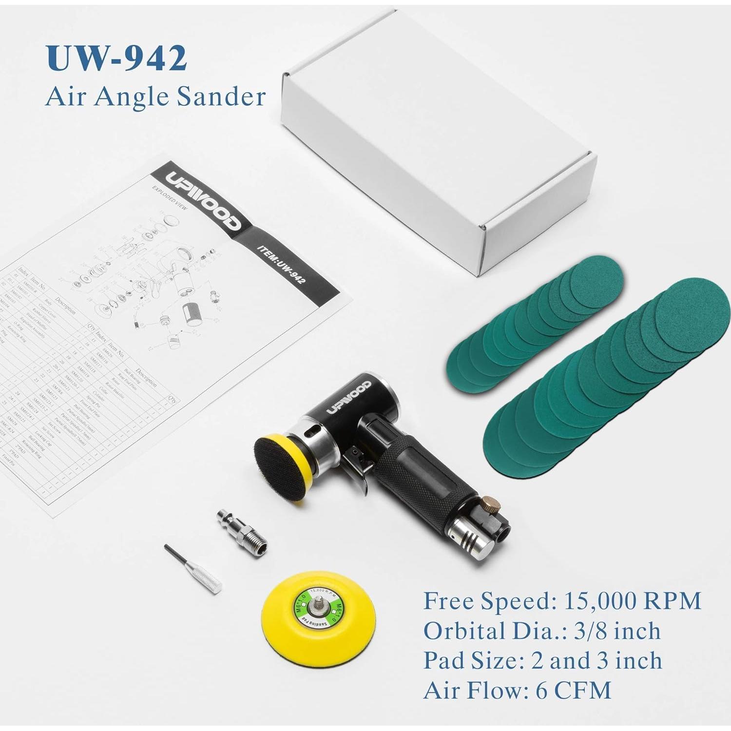Lijadora Orbital Neumática Mini UPWOOD 2'' y 3'' 15000 RPM