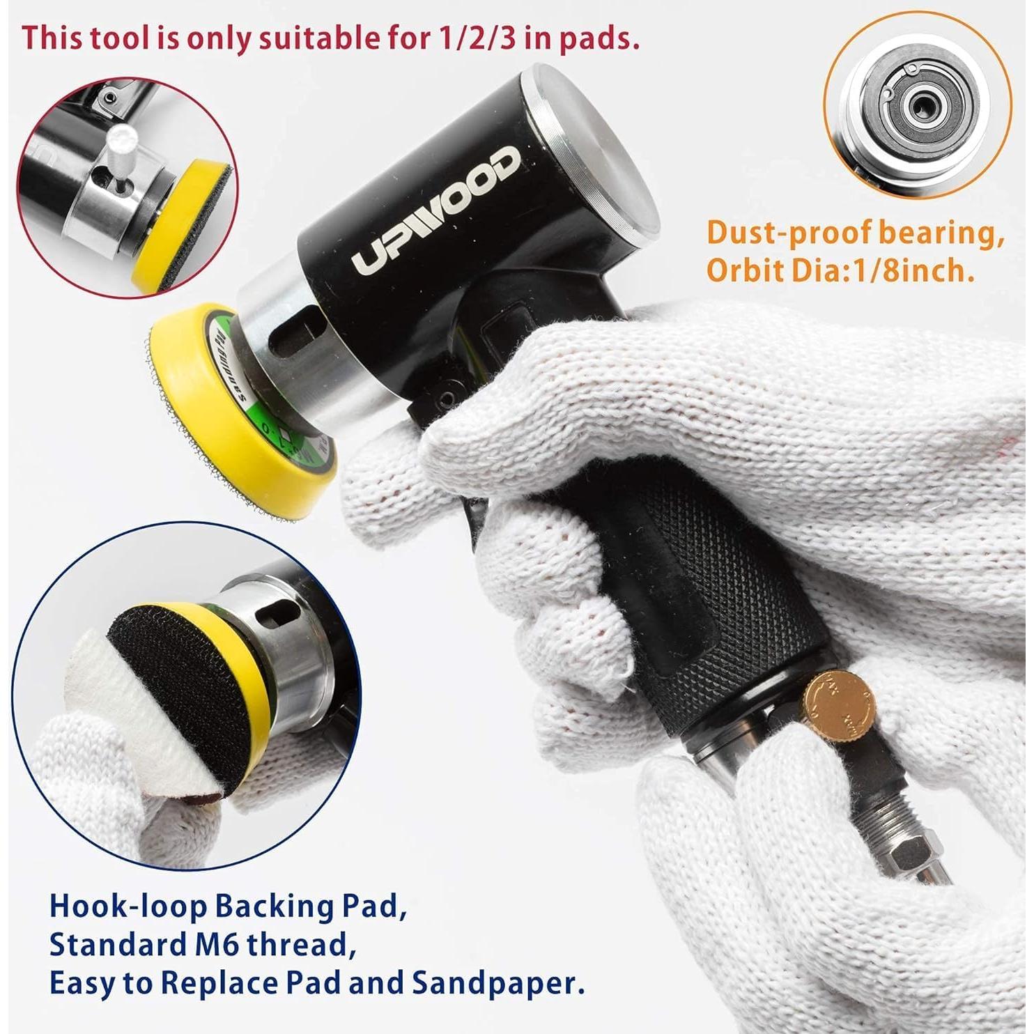 Lijadora Orbital Neumática Mini UPWOOD 2'' y 3'' 15000 RPM