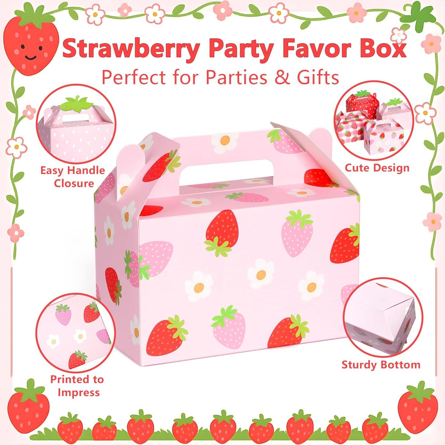 Kriyokiaa 16 Cajas de Favor de Fresa para Fiesta 16x8.1x9.9 cm