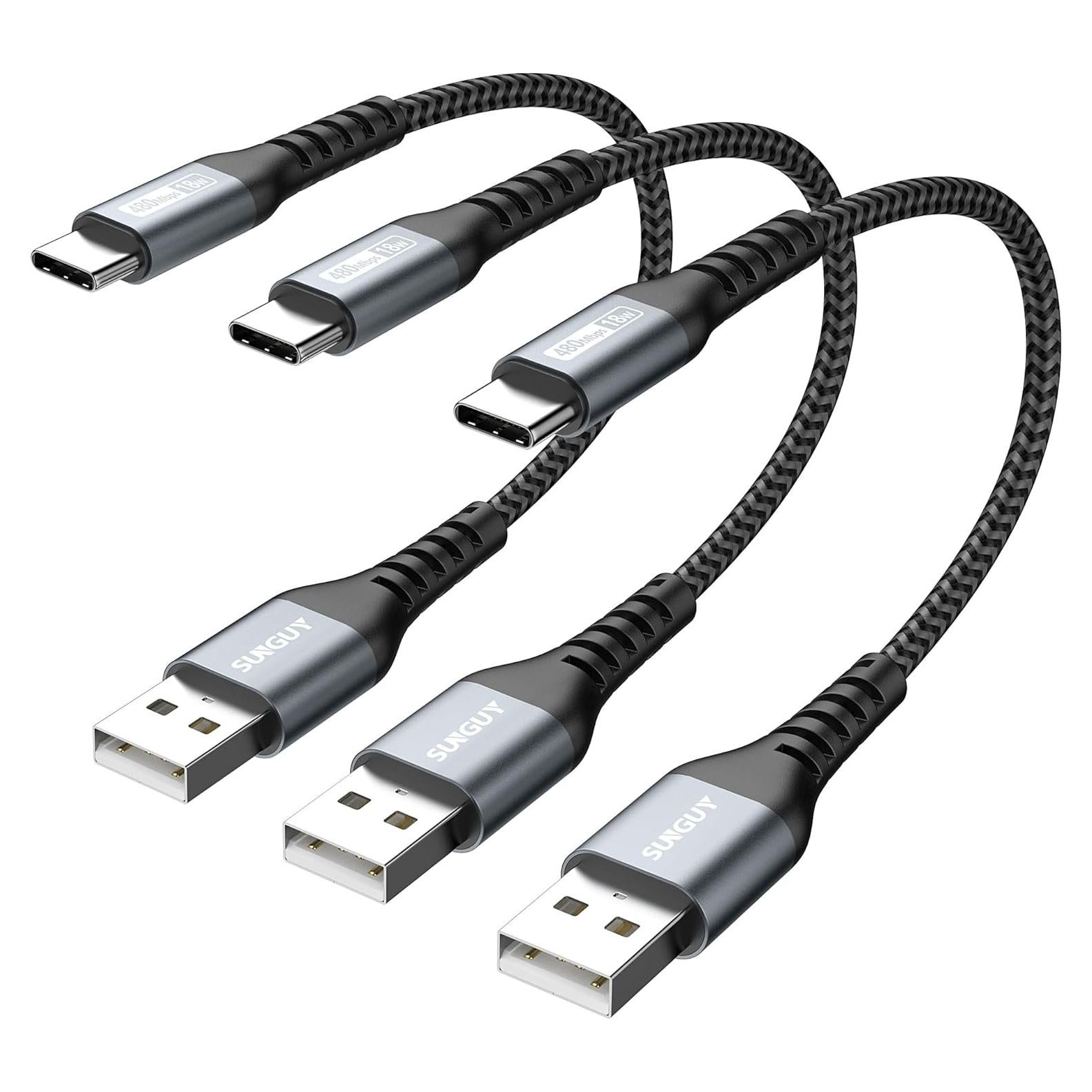 Cable USB A a USB C SUNGUY 3A 6 pulgadas 3 Pack Carga Rápida