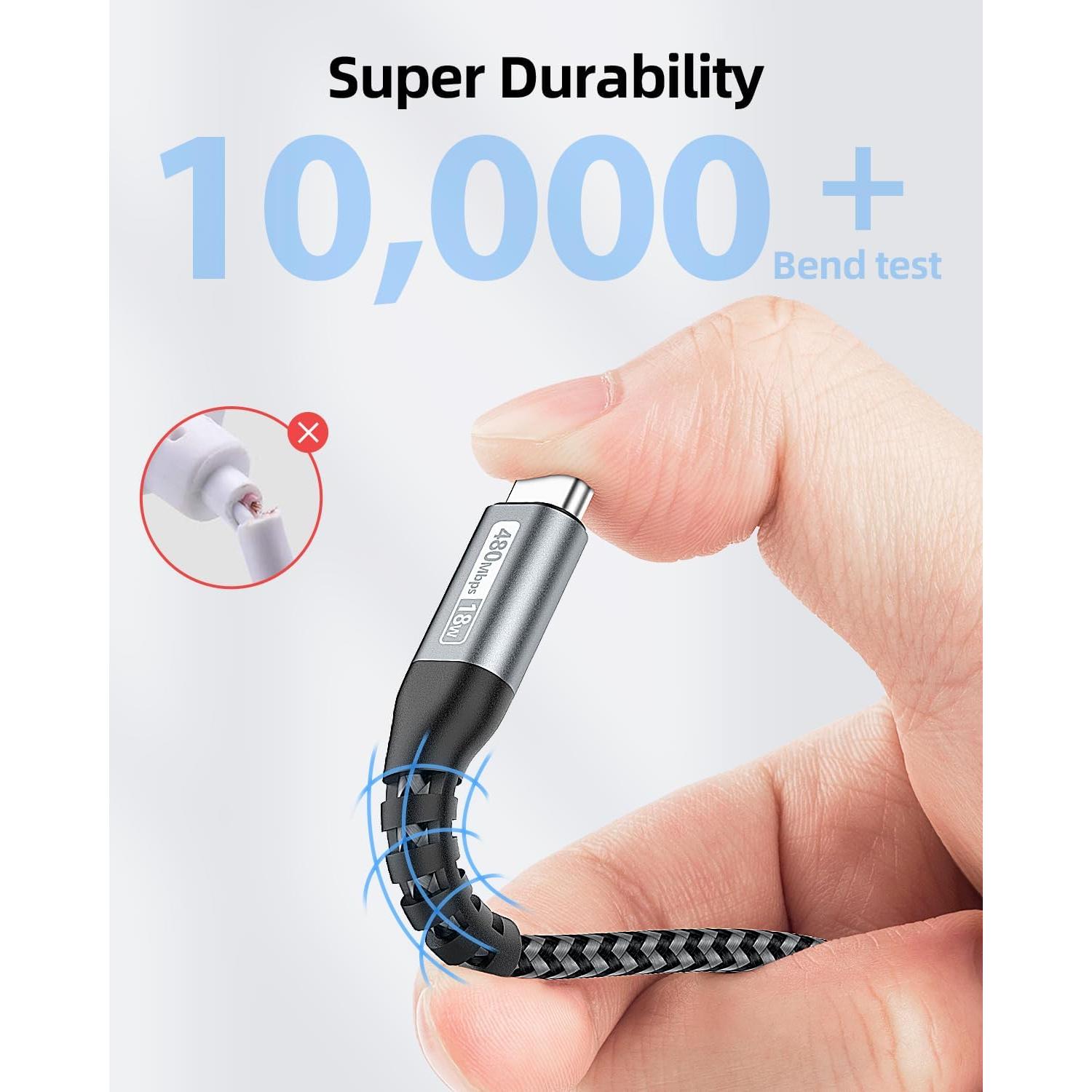 Cable USB A a USB C SUNGUY 3A 6 pulgadas 3 Pack Carga Rápida