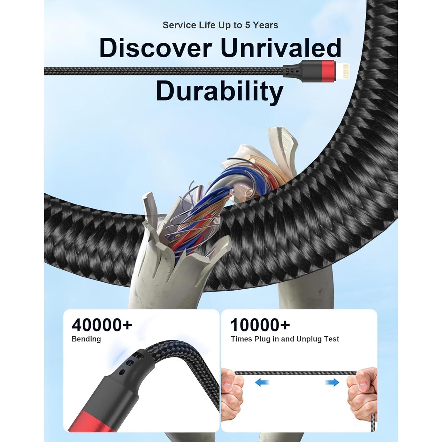 Cable de Carga Corto Bkduice USB a Lightning 30.48 cm - Paquete de 2