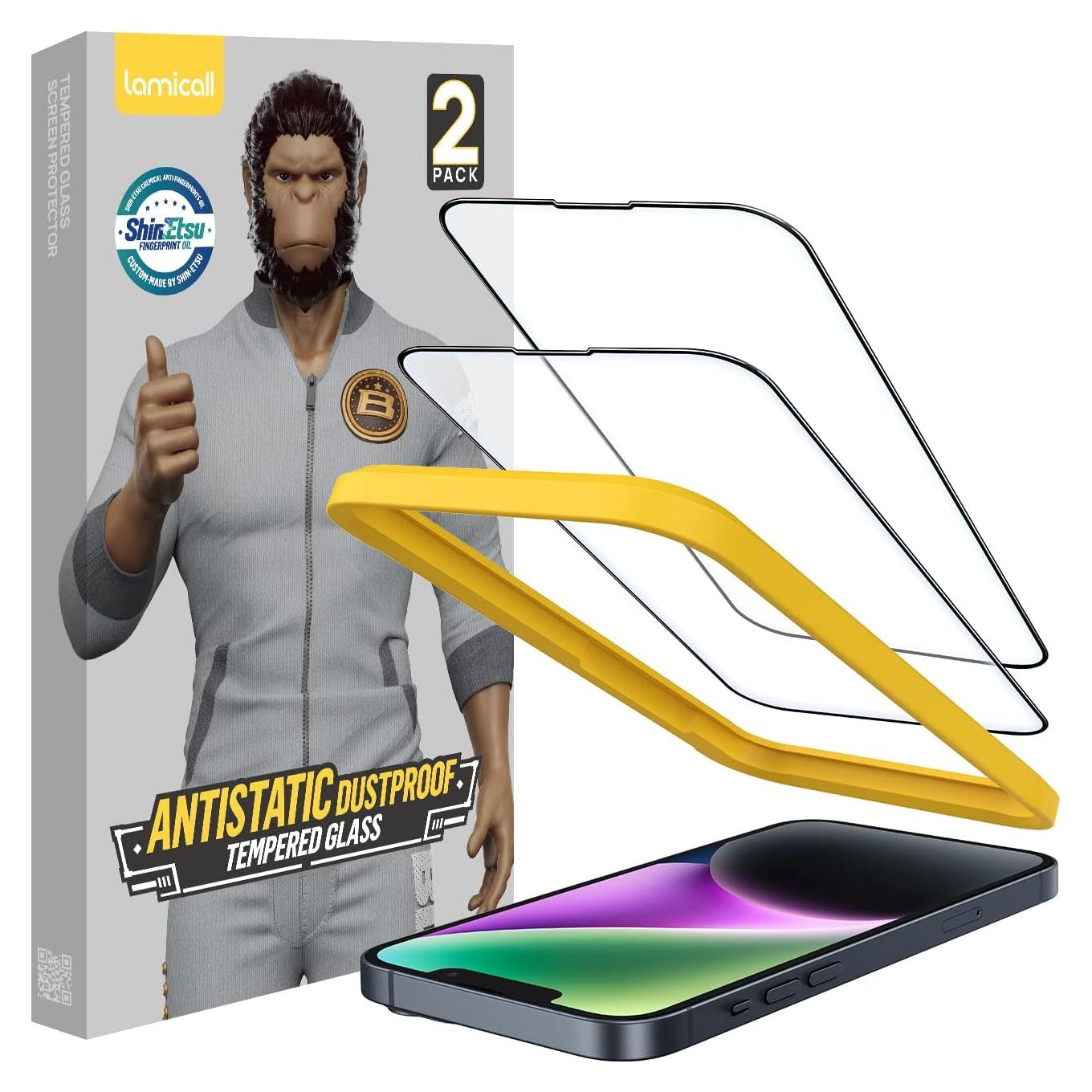 Protector de Pantalla Lamicall para iPhone 14/13/13 Pro 6.1" 9H