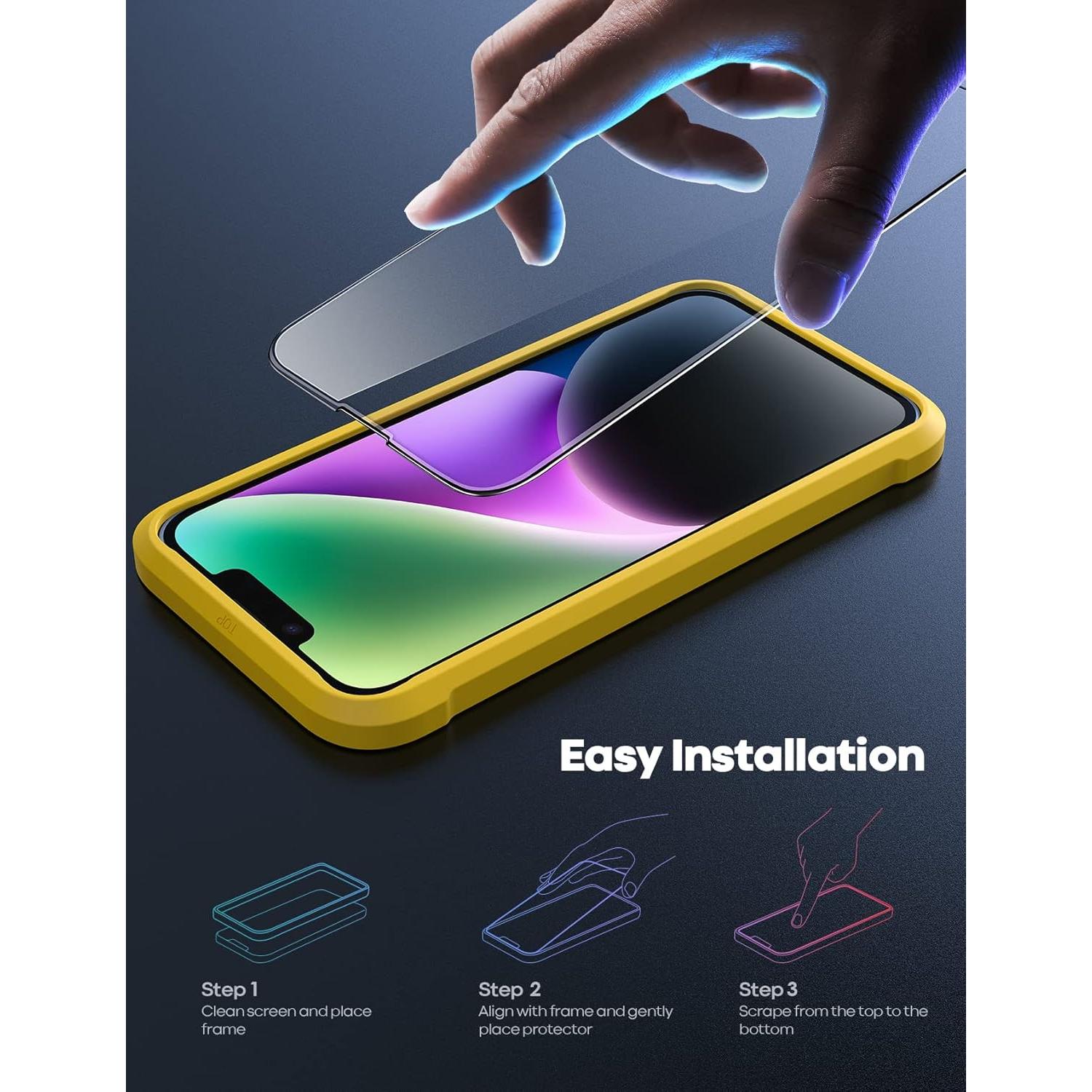 Protector de Pantalla Lamicall para iPhone 14/13/13 Pro 6.1" 9H