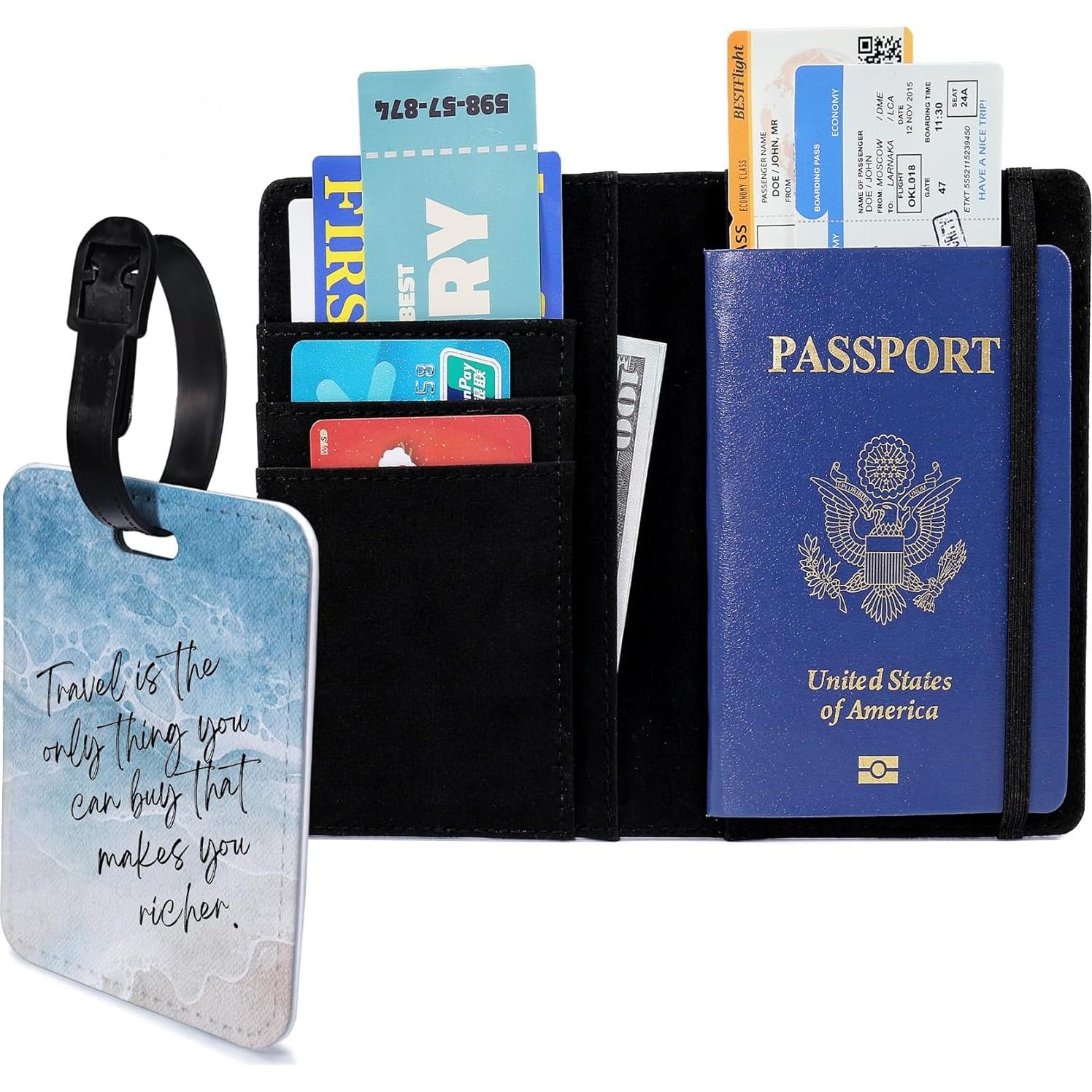 Portafolio de Pasaporte 2PCS PDE-QUNLIAN con Etiqueta de Equipaje