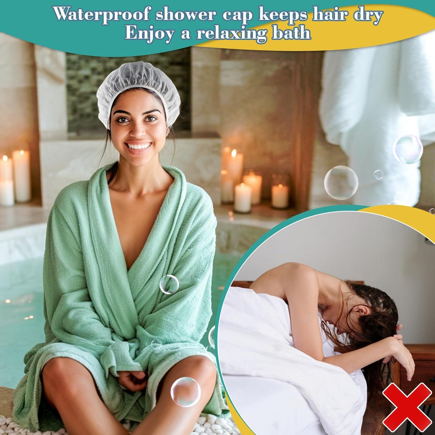 Gorro de Ducha Reutilizable MAQIHAN Impermeable 30cm - 6PCS