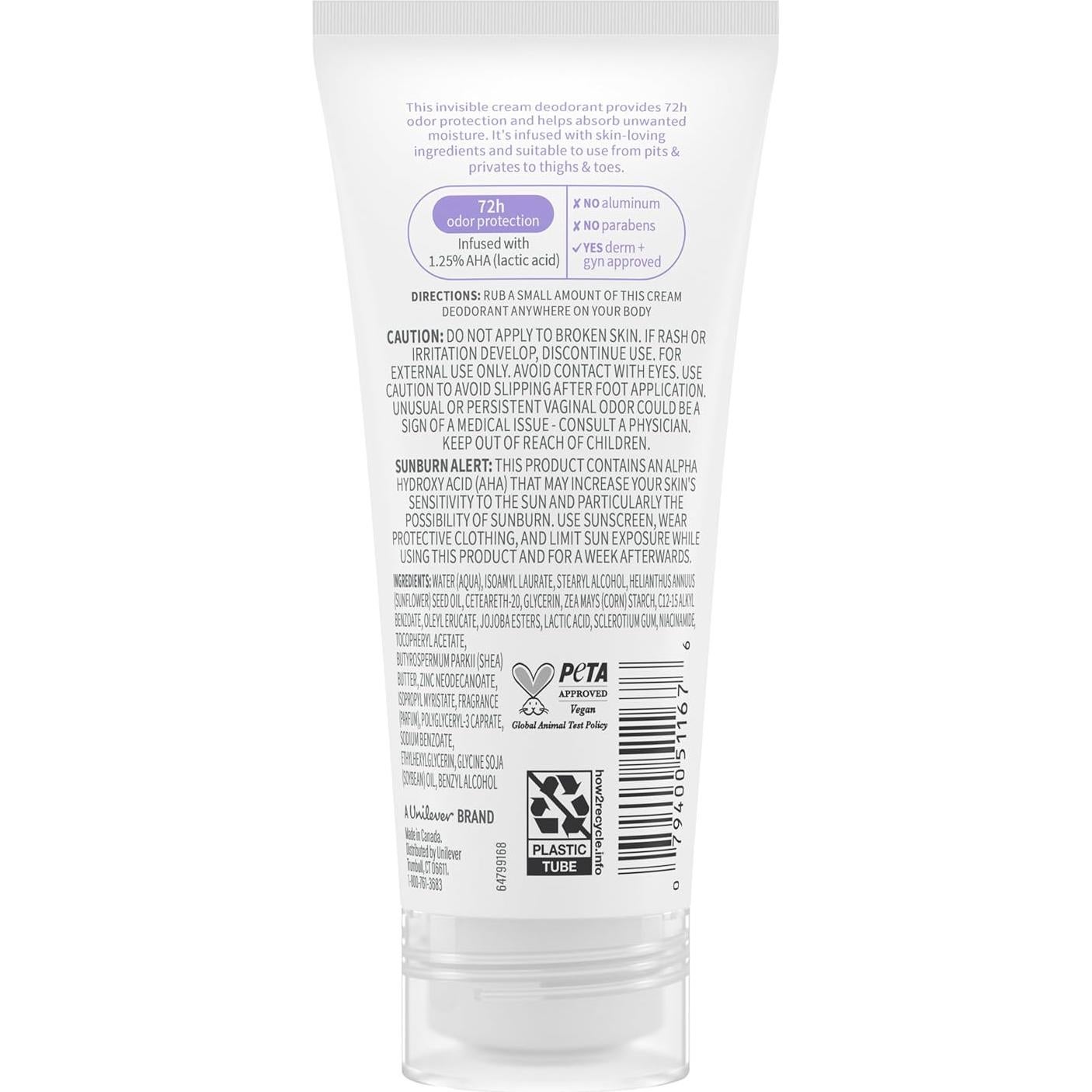 Desodorante Crema Dove 70.9 g Sin Aluminio Coco y Vainilla