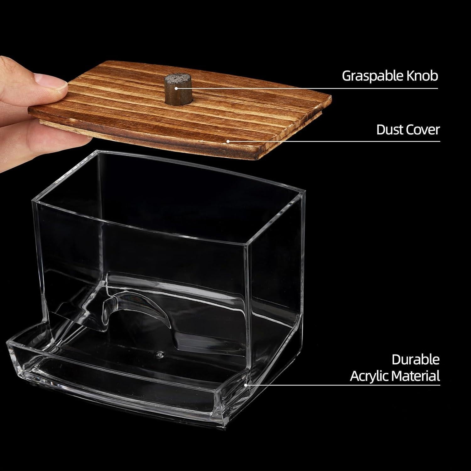 Soporte para Qtip Tbestmax 10oz con Tapa de Madera Negra