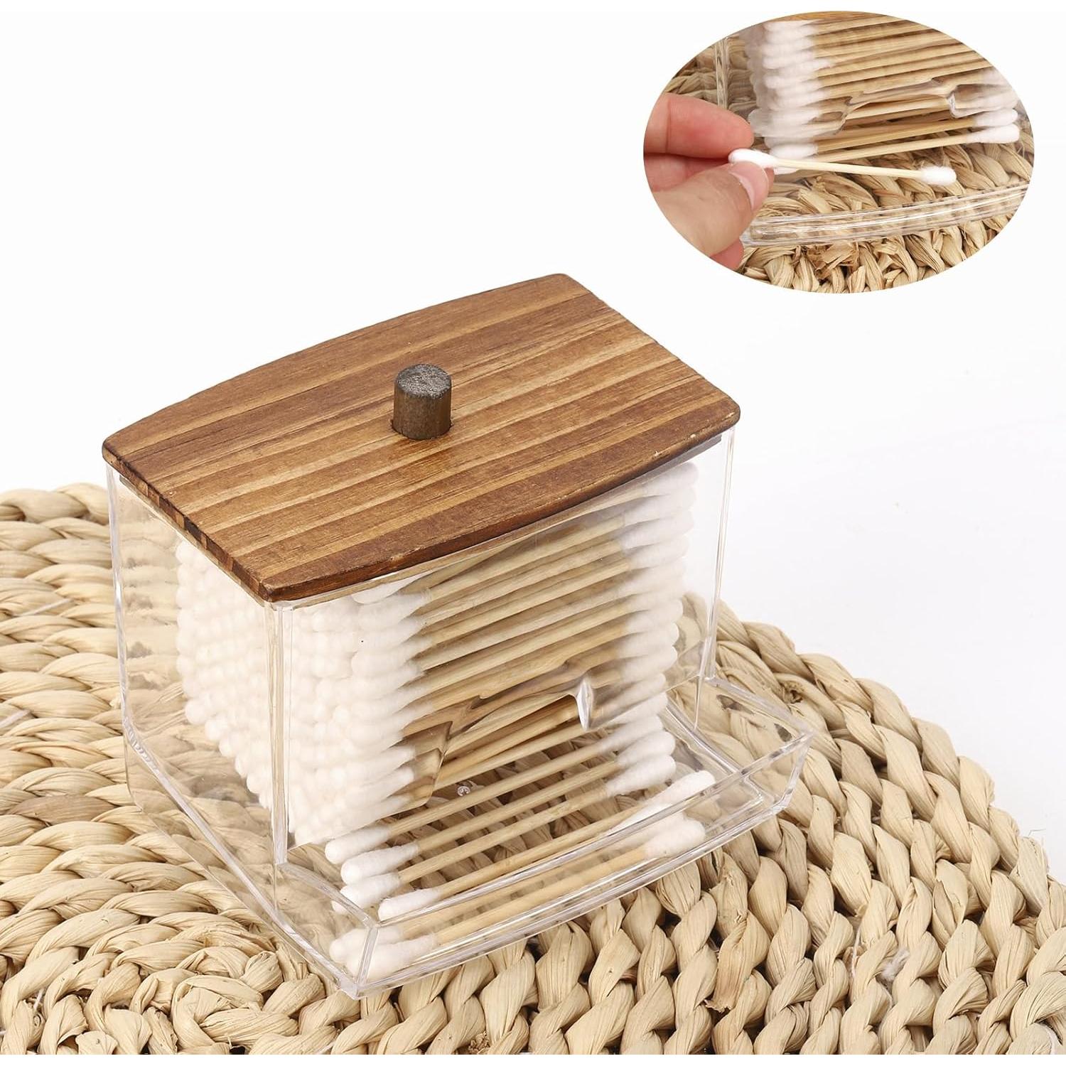 Soporte para Qtip Tbestmax 10oz con Tapa de Madera Negra