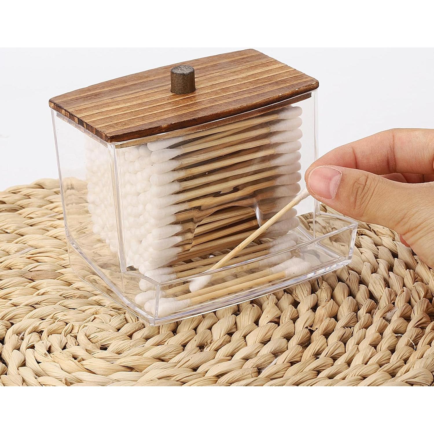 Soporte para Qtip Tbestmax 10oz con Tapa de Madera Negra