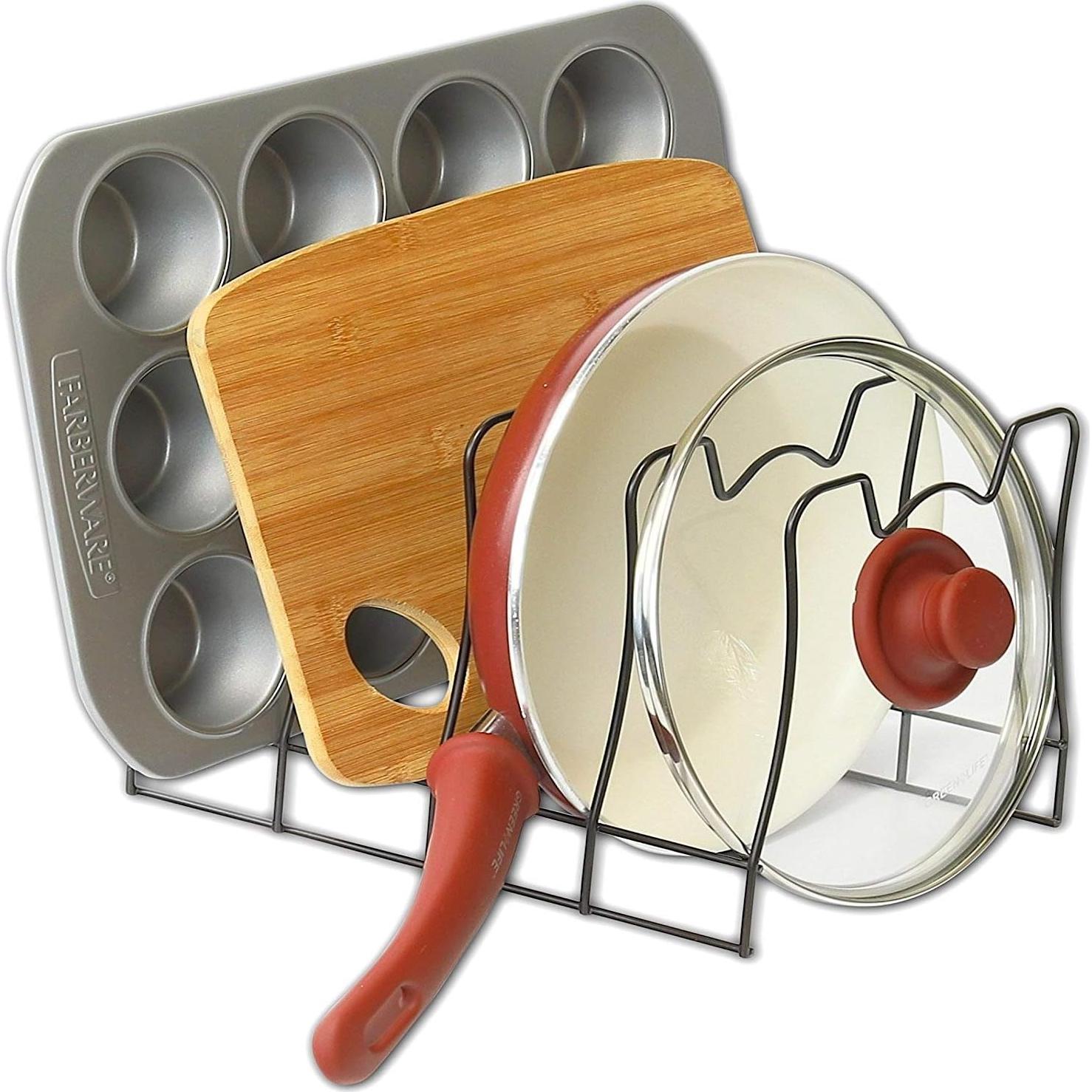 Organizador de Sartenes SimpleHouseware 4 Compartimentos Bronce