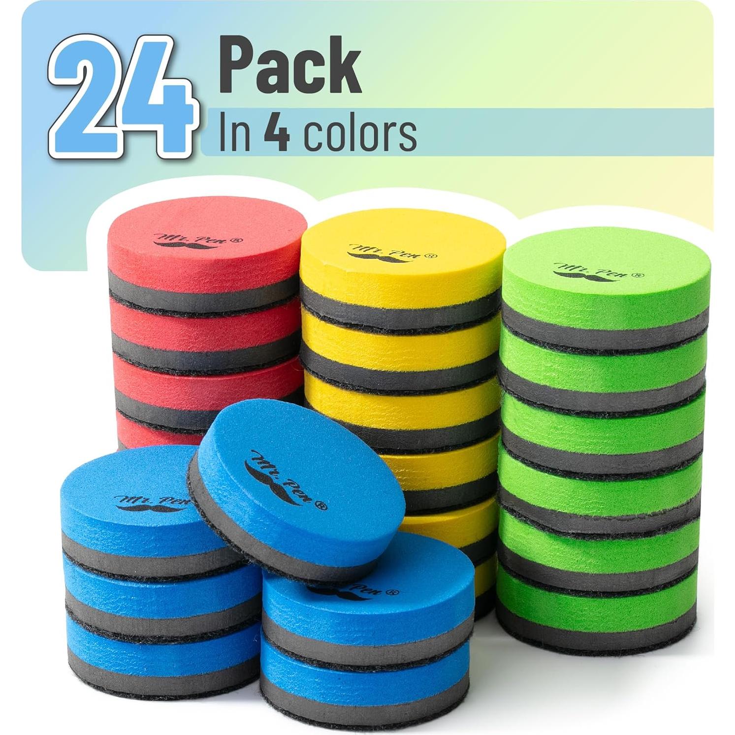 Borradores de Pizarra Blanca Mr. Pen Mini 24 Piezas Coloridos