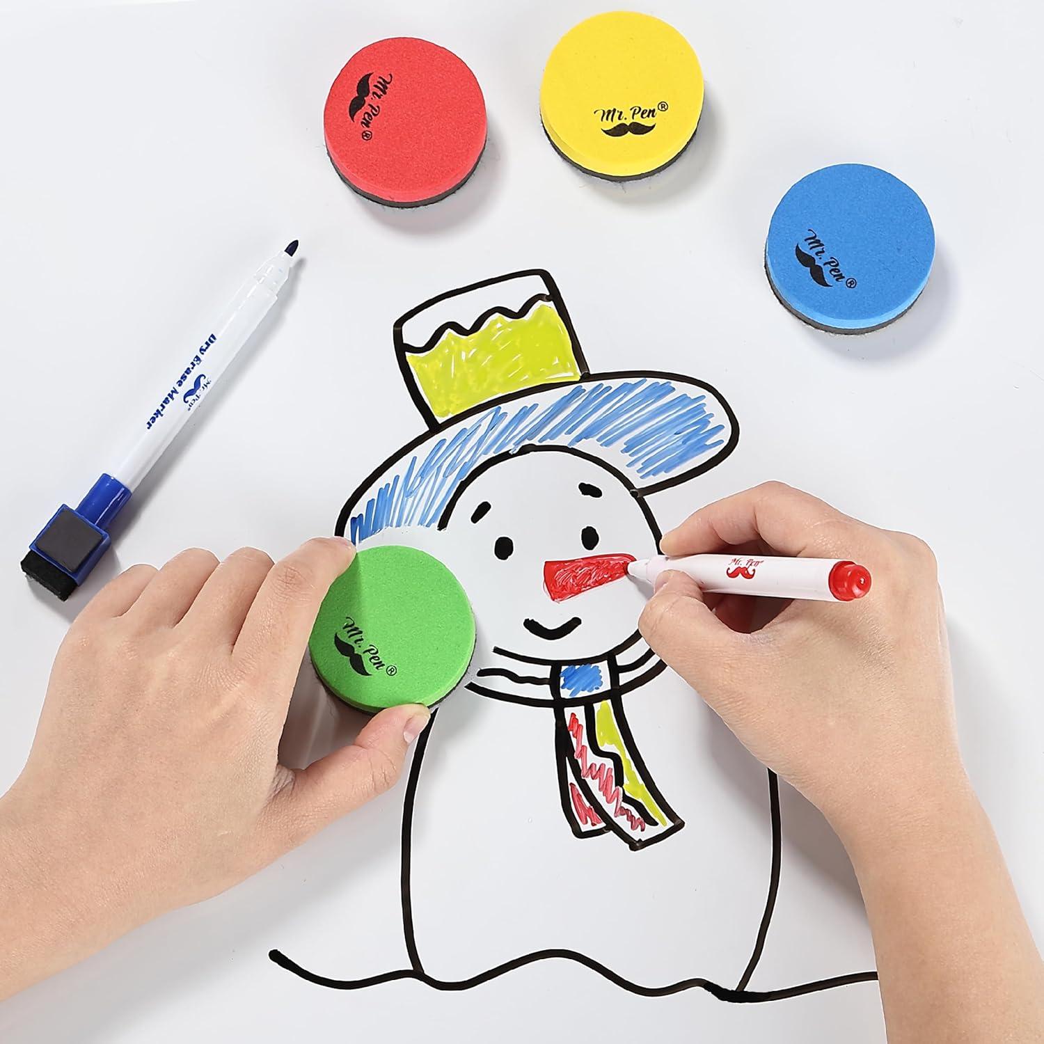 Borradores de Pizarra Blanca Mr. Pen Mini 24 Piezas Coloridos