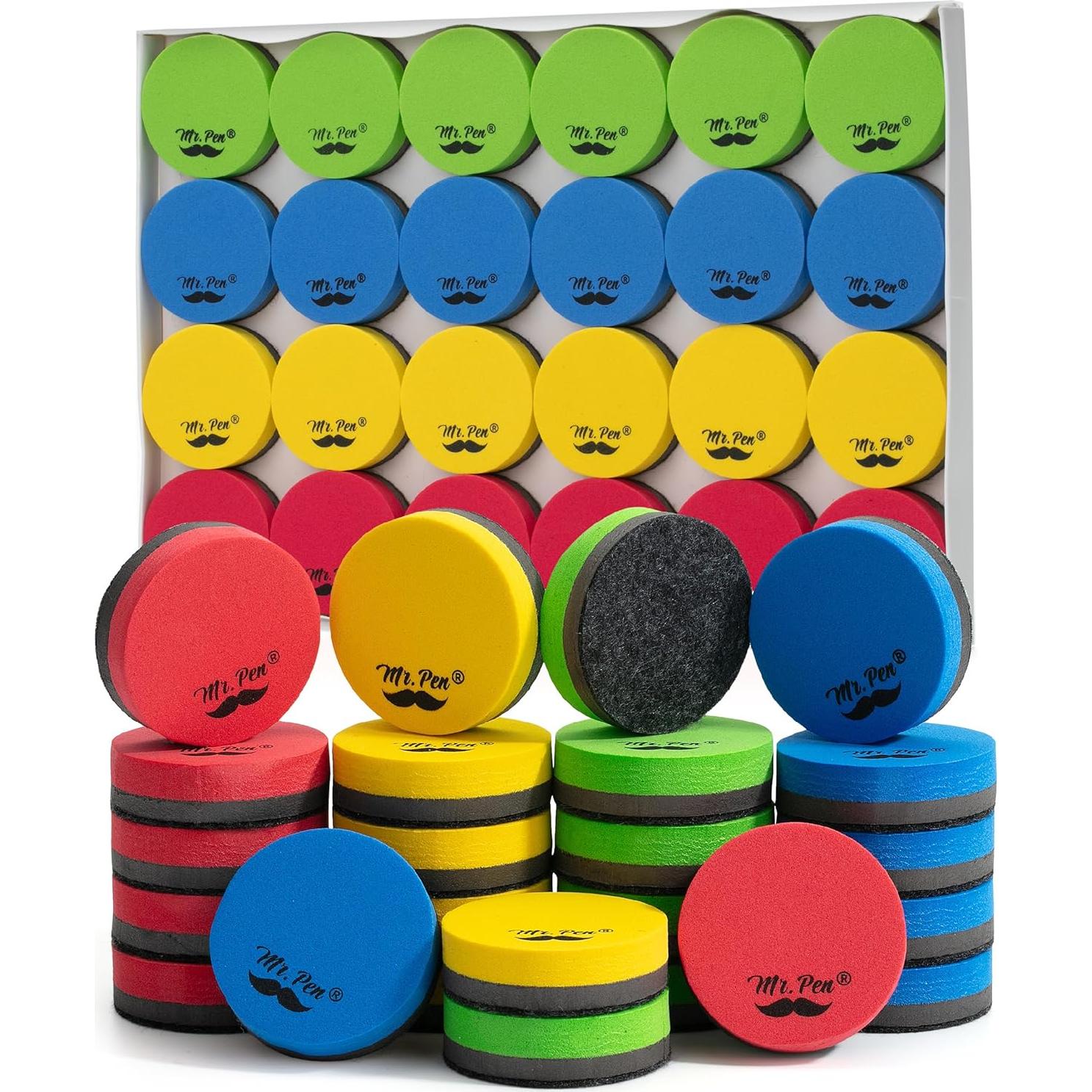 Borradores de Pizarra Blanca Mr. Pen Mini 24 Piezas Coloridos