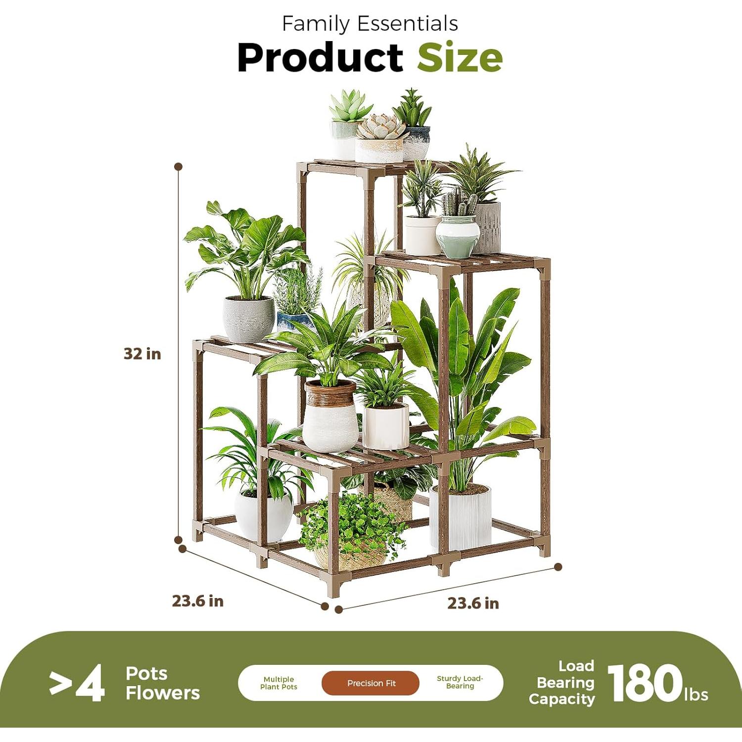 Soporte de Planta de Esquina Bamworld Madera Carbonizada 57x57cm