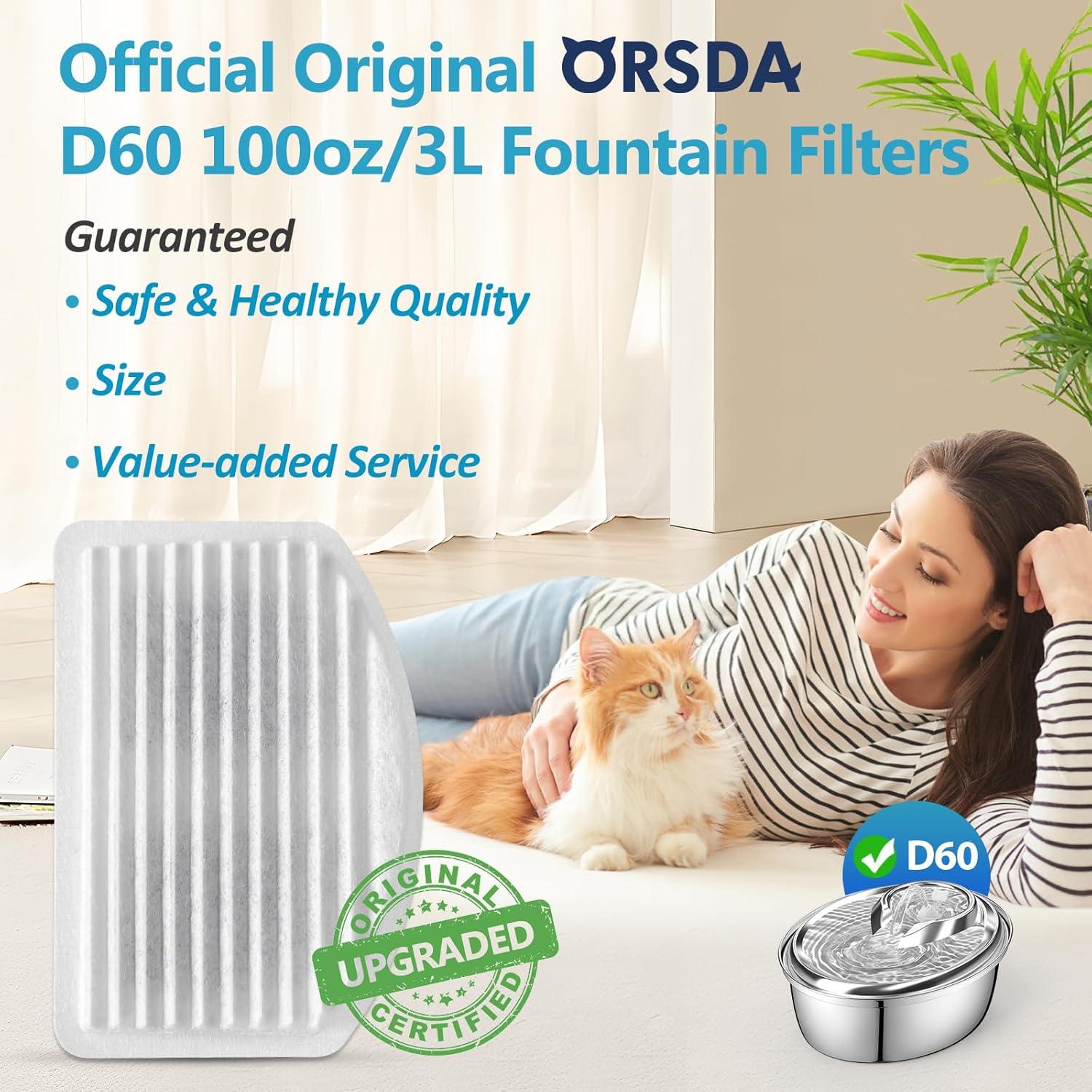 Filtros de agua para gatos ORSDA D60 3L - Paquete de 6 filtros