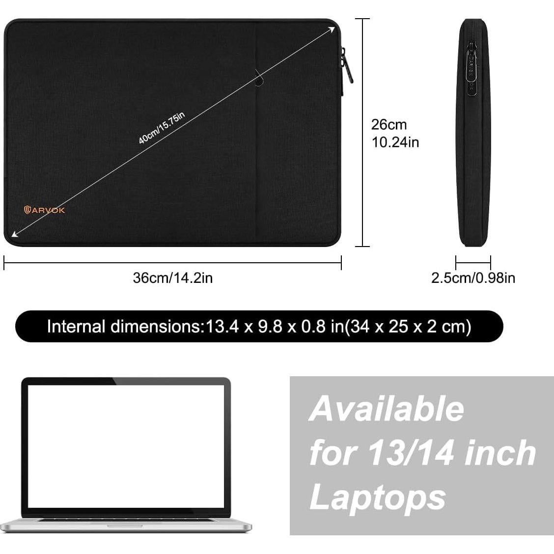 Funda para Laptop ARVOK 13-14" Resistente al Agua Negro
