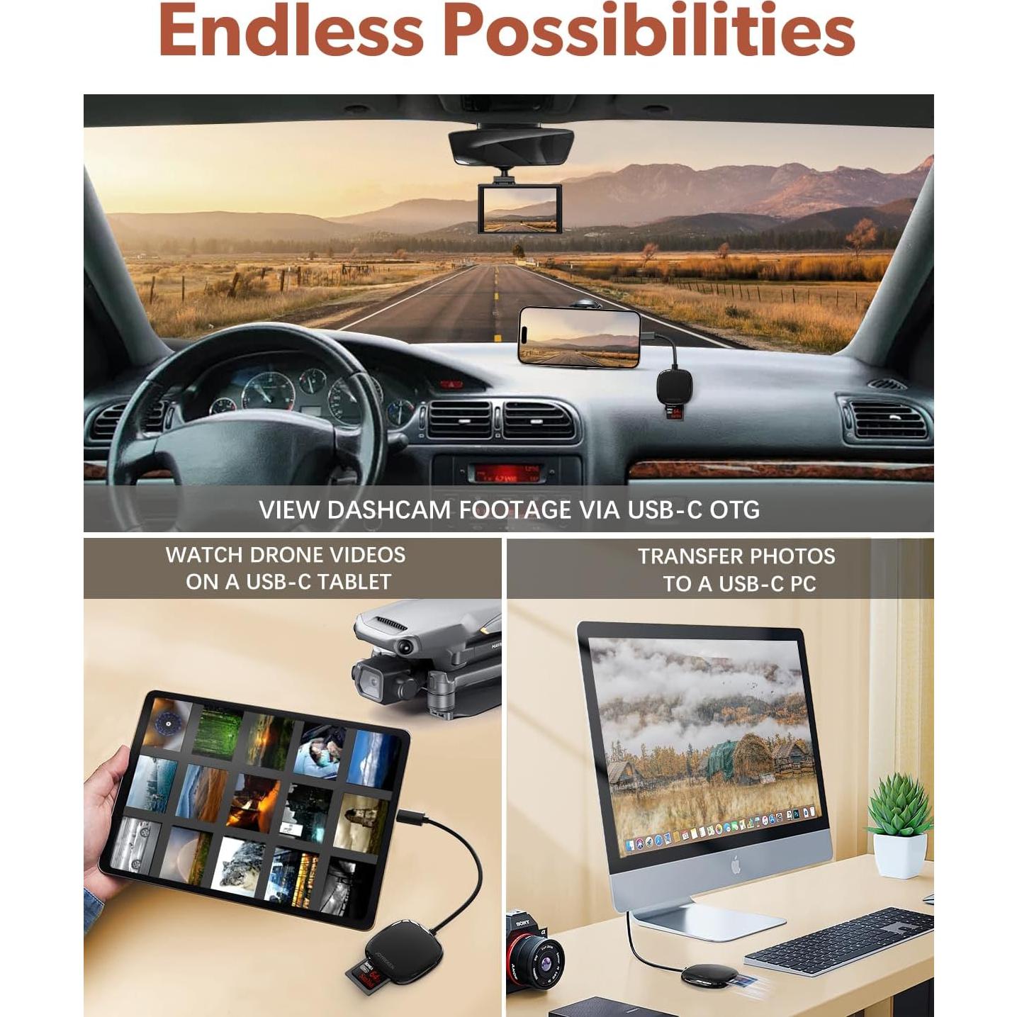 Lector de Tarjetas SD USB-C JoyReken 2-en-1 para iPhone y Mac