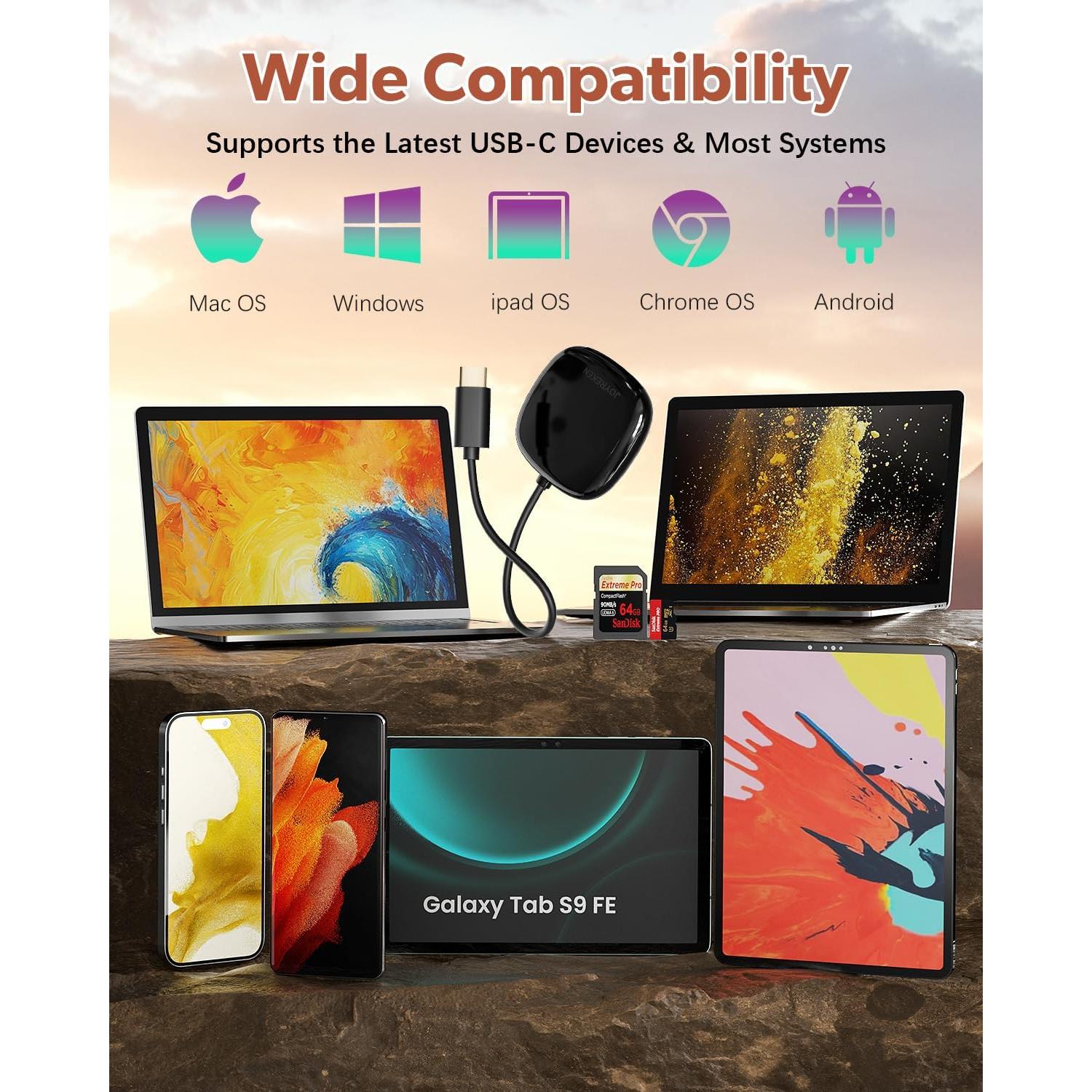 Lector de Tarjetas SD USB-C JoyReken 2-en-1 para iPhone y Mac