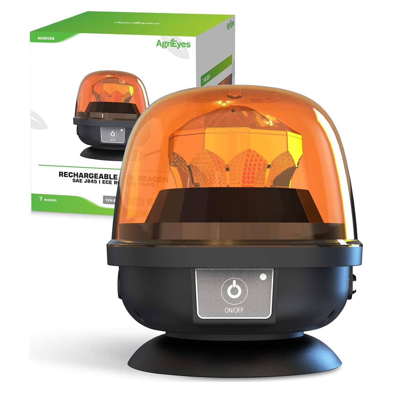 Luz de Beacon Inalámbrica Agrieyes LED Ámbar 12V 15W