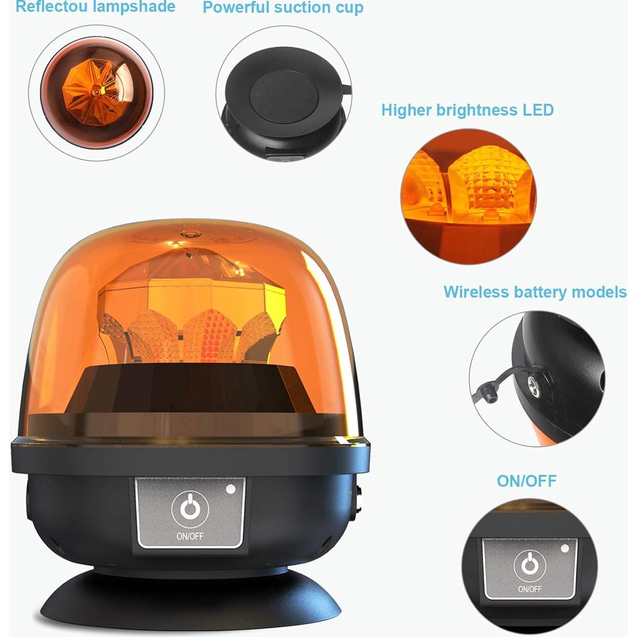 Luz de Beacon Inalámbrica Agrieyes LED Ámbar 12V 15W