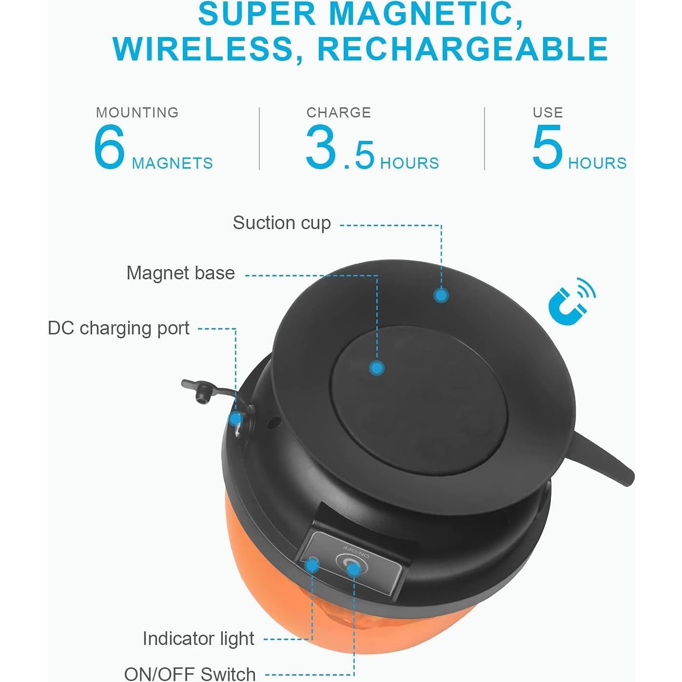 Luz de Beacon Inalámbrica Agrieyes LED Ámbar 12V 15W
