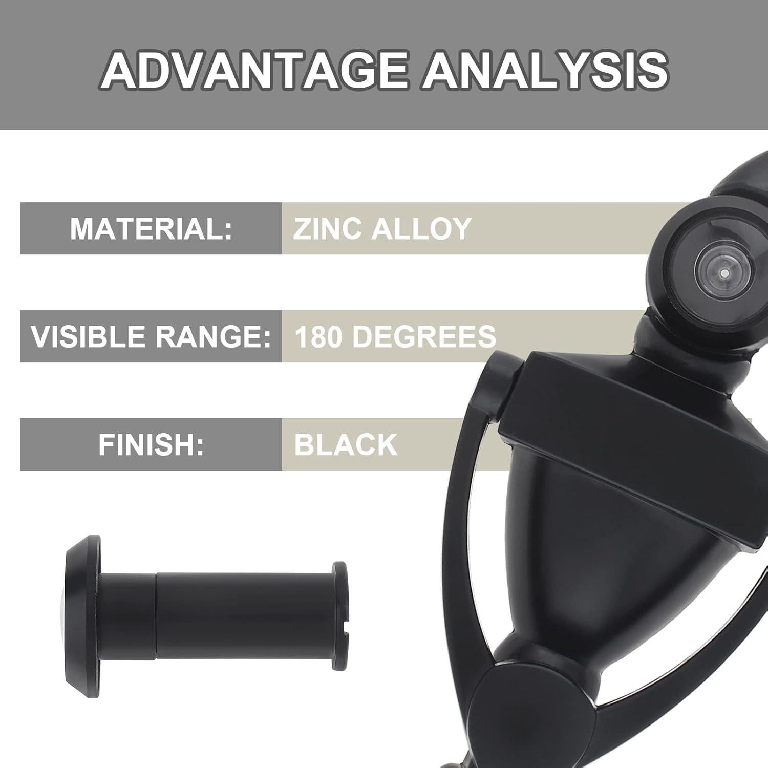 Mirador de Puerta 5" Negro HOJLKLD 180 Grados Zinc