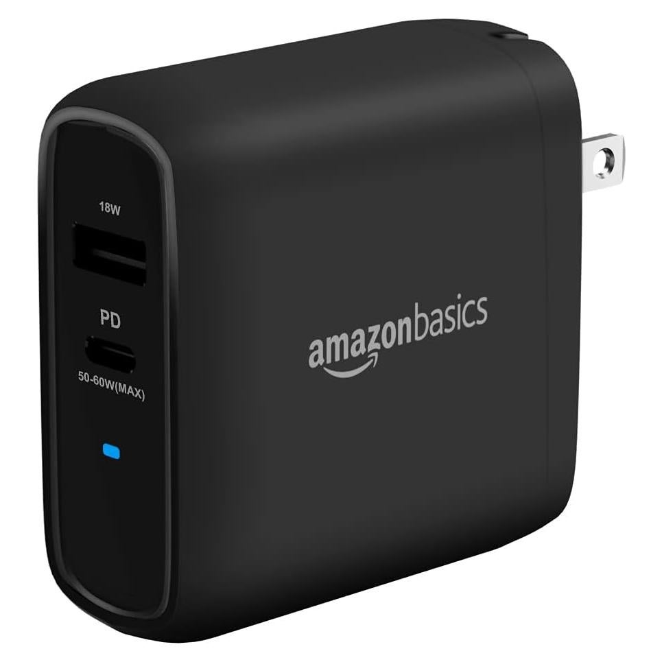 Cargador de Pared Amazon Basics 68W USB-C y USB-A Negro