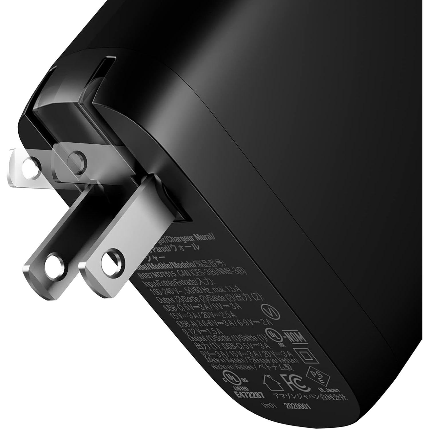 Cargador de Pared Amazon Basics 68W USB-C y USB-A Negro