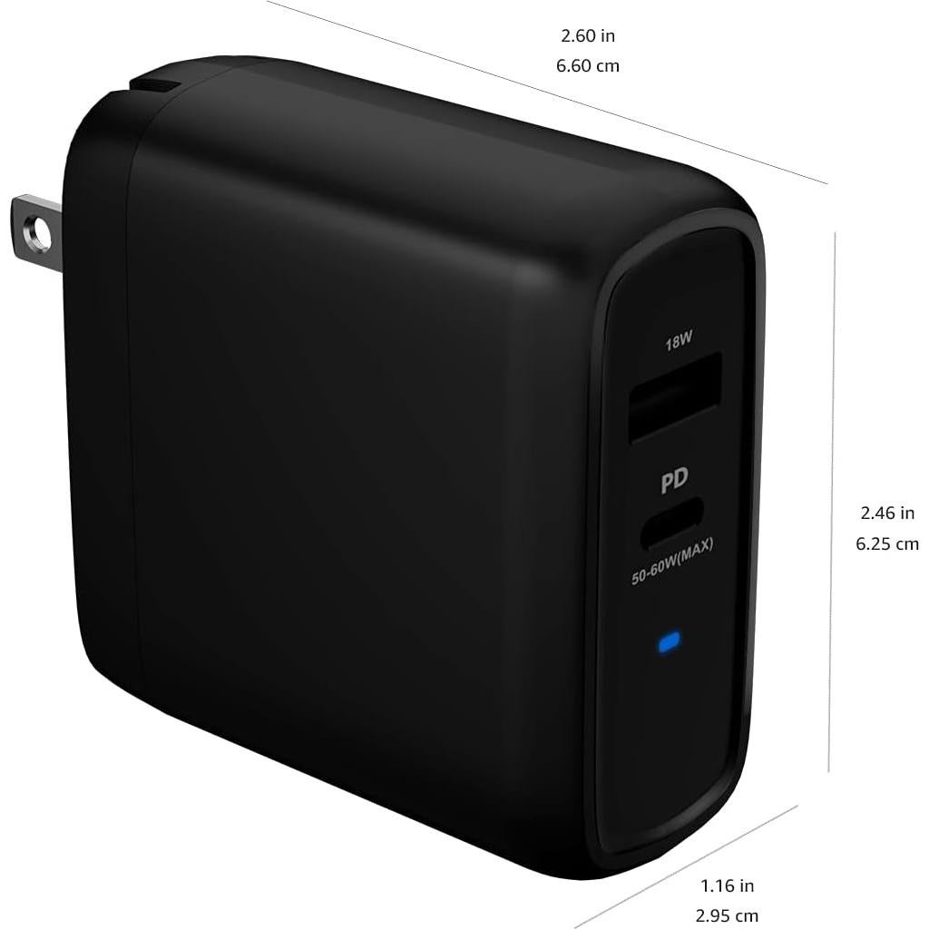 Cargador de Pared Amazon Basics 68W USB-C y USB-A Negro