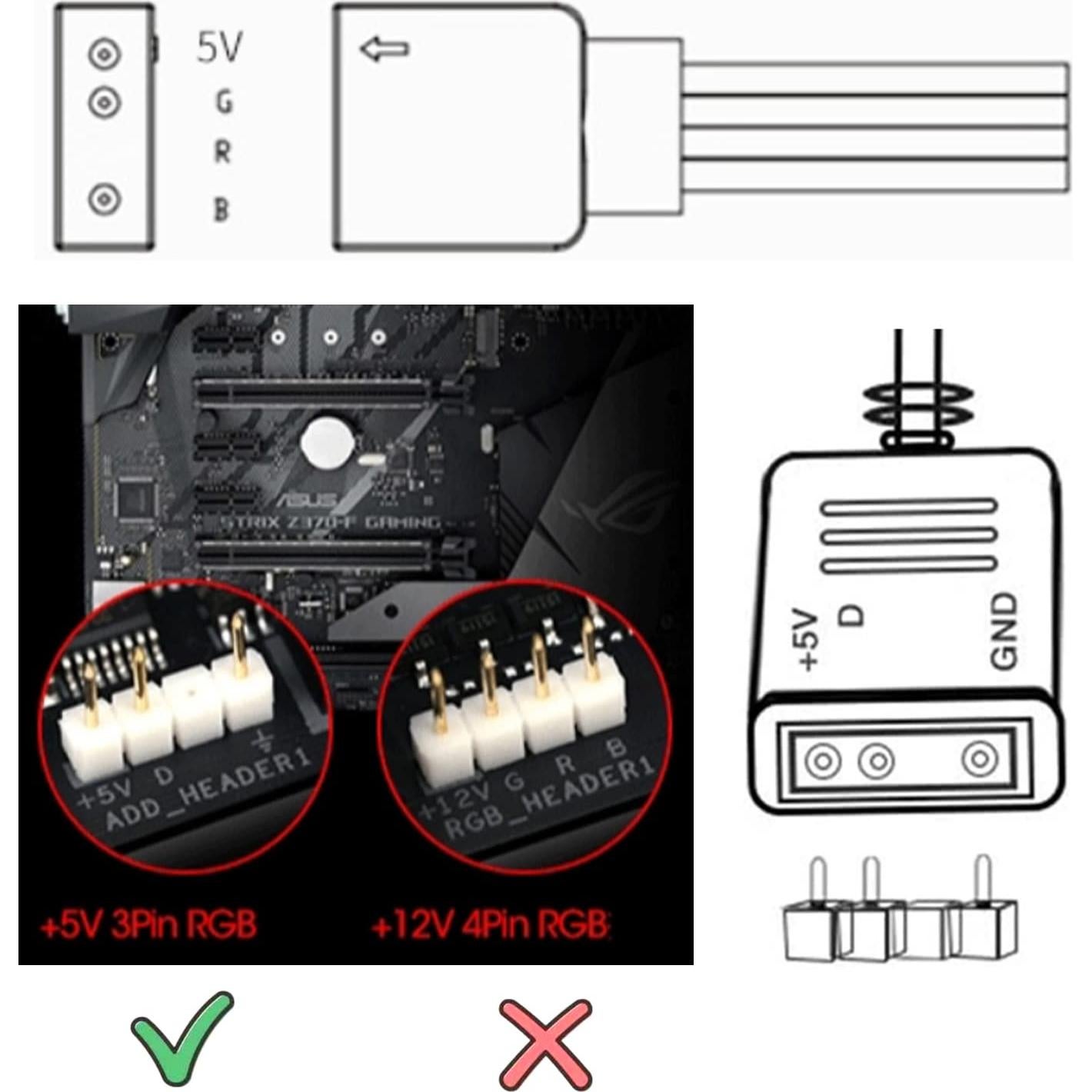 Cables de Extensión ARGB 5V 3 Pines Hembra a Hembra Jstincal 30 cm