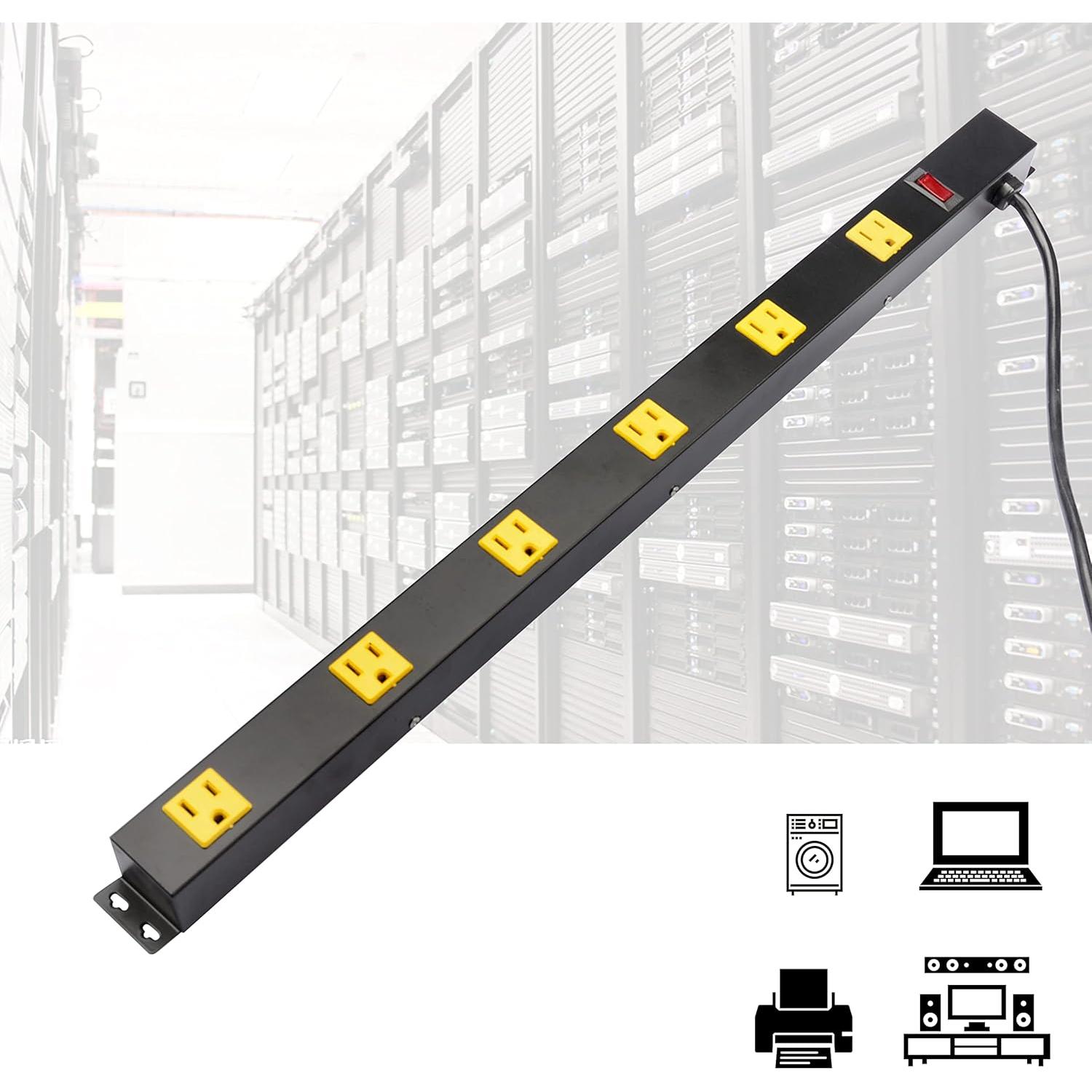 Tira de Enchufes de Pared Inland 03200, 6 Salidas, 3FT, 15A