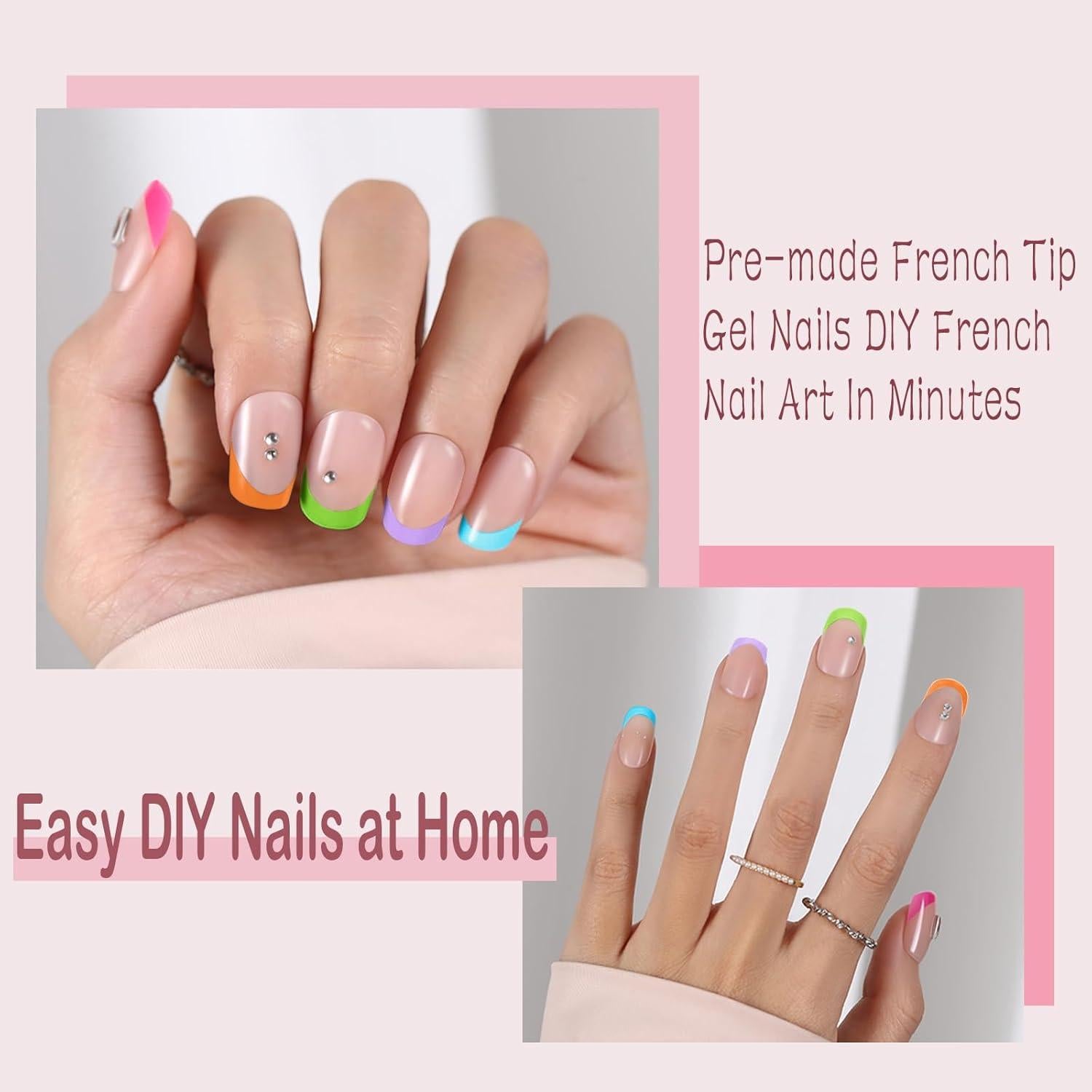 Uñas Postizas Francesas Cortas Jsiallye - 180 Piezas 15 Tamaños