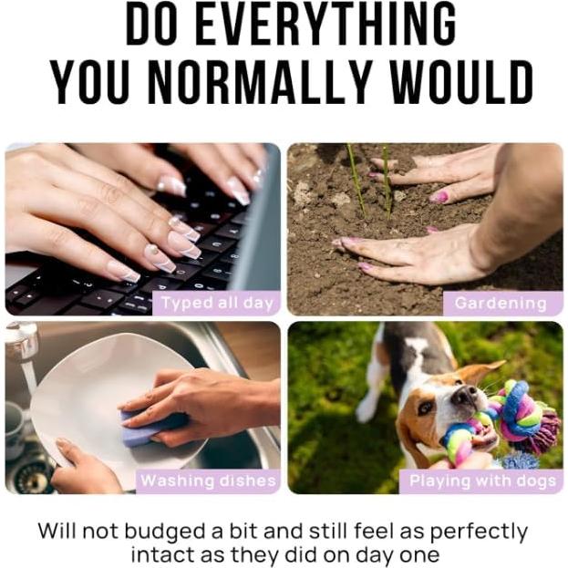 Uñas Postizas Francesas Cortas Jsiallye - 180 Piezas 15 Tamaños