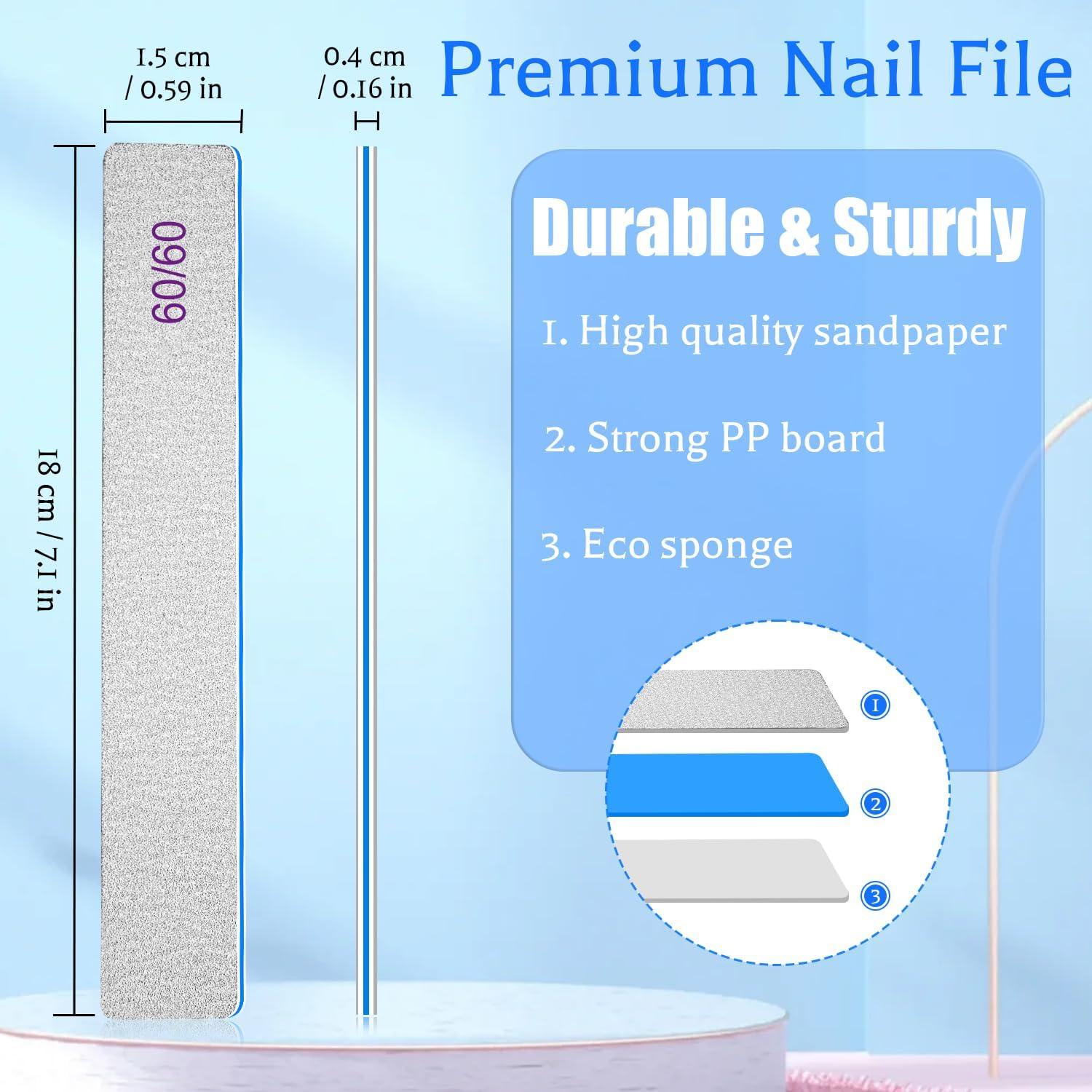 Archivos de Uñas BLESWIN Jumbo 25pcs Grano 60 Doble Cara