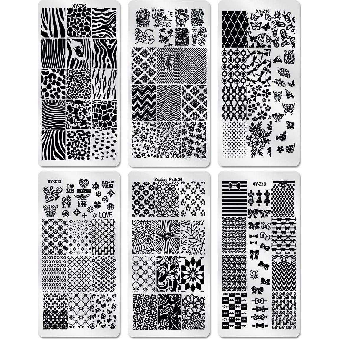 Kit de Estampado de Uñas DANNEASY 6 Piezas Acero Inoxidable