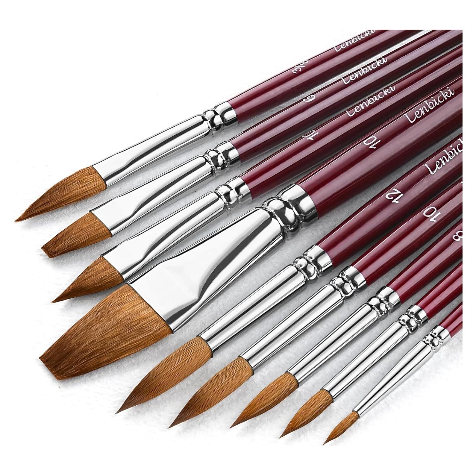 Juego de 9 Pinceles de Acuarela Profesional Lenbicki