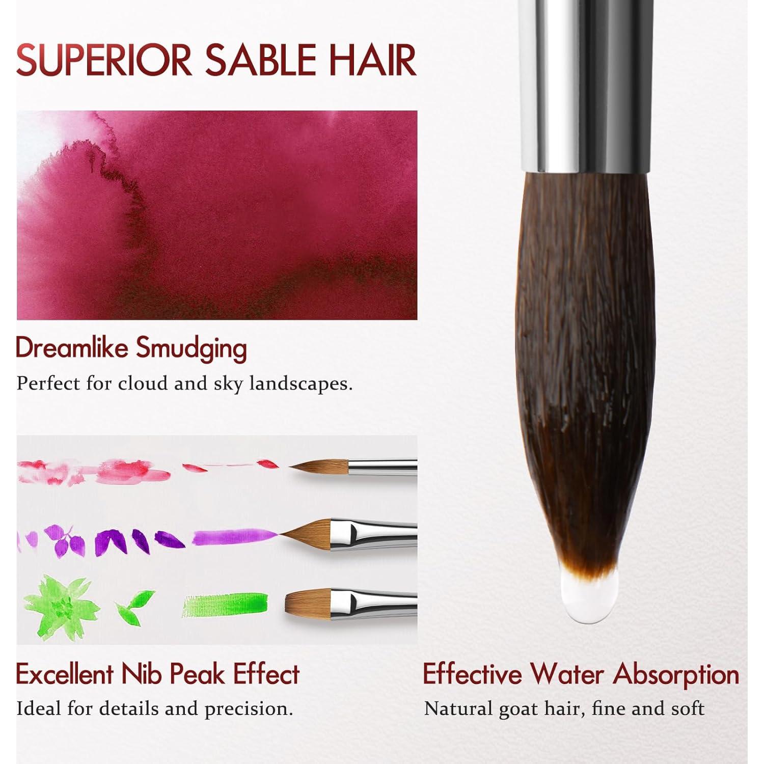 Juego de 9 Pinceles de Acuarela Profesional Lenbicki