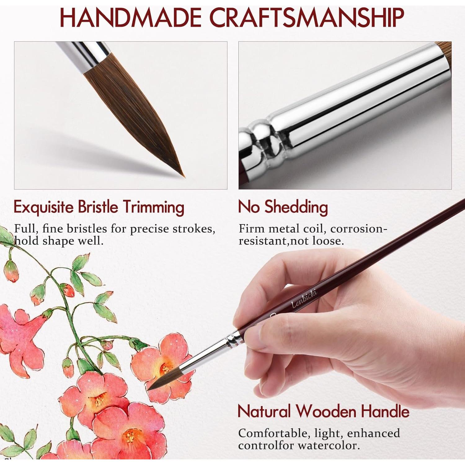 Juego de 9 Pinceles de Acuarela Profesional Lenbicki