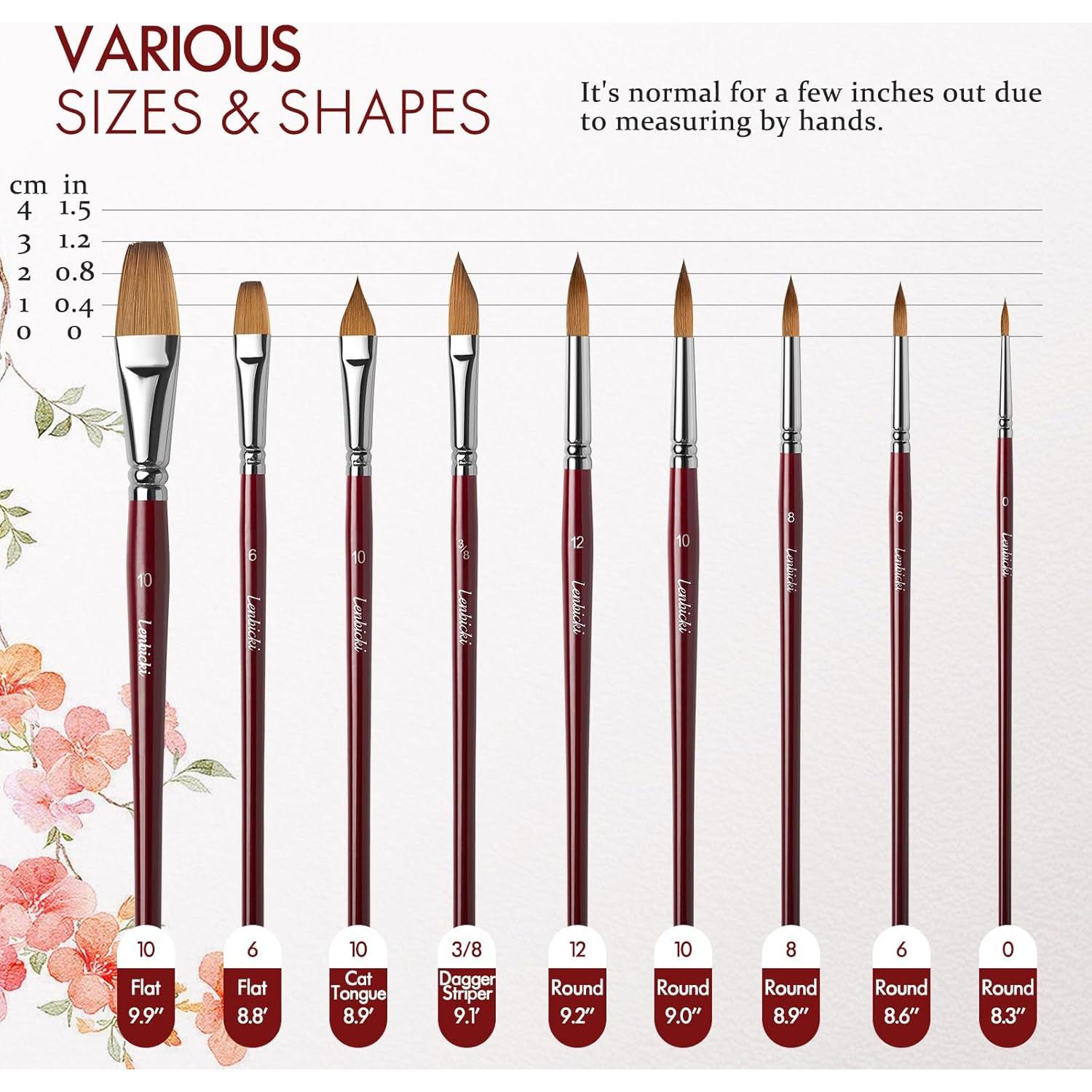 Juego de 9 Pinceles de Acuarela Profesional Lenbicki