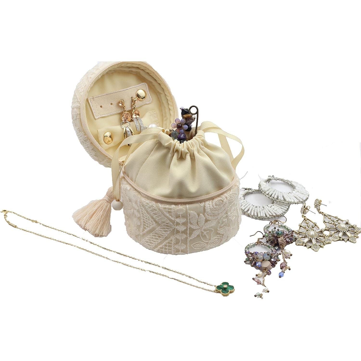 Estuche de Joyería Redondo Camelia Azul Claro 10 cm