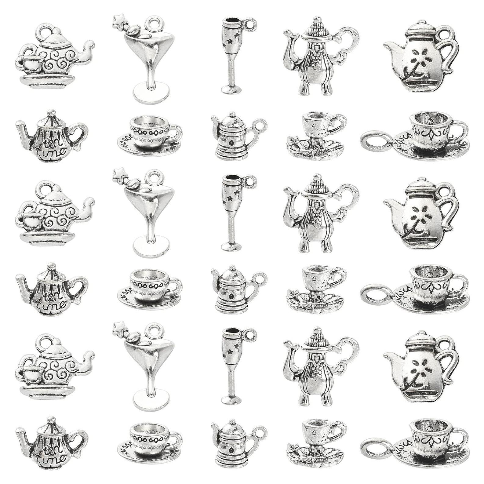 100 Piezas Charms de Té de la Tarde DanLingJewelry - 10 Estilos