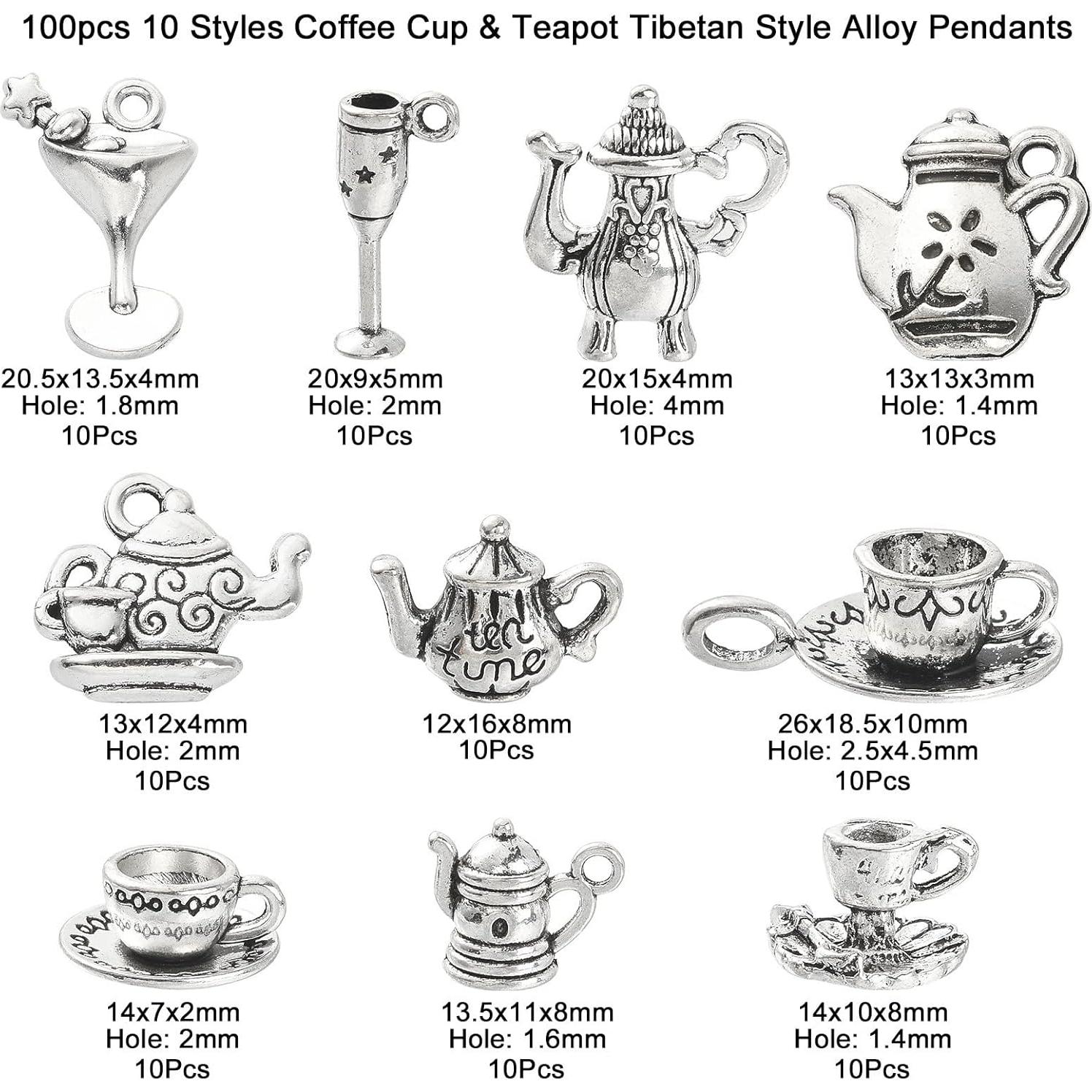 100 Piezas Charms de Té de la Tarde DanLingJewelry - 10 Estilos