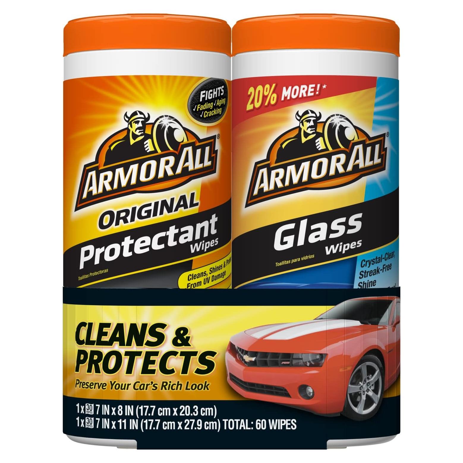 Toallitas para Vidrios y Protectantes Armor All - Paquete Doble 60 Unidades