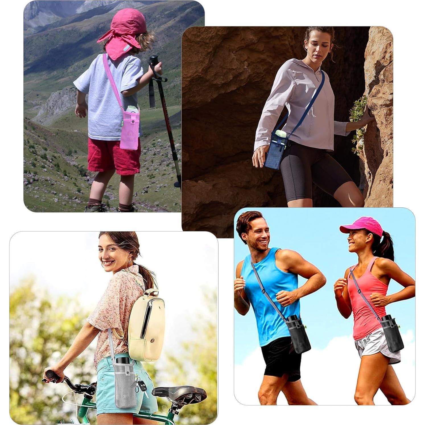 Soporte de Botella de Agua MENRU Extra Grande con Correa - Negro/Azul