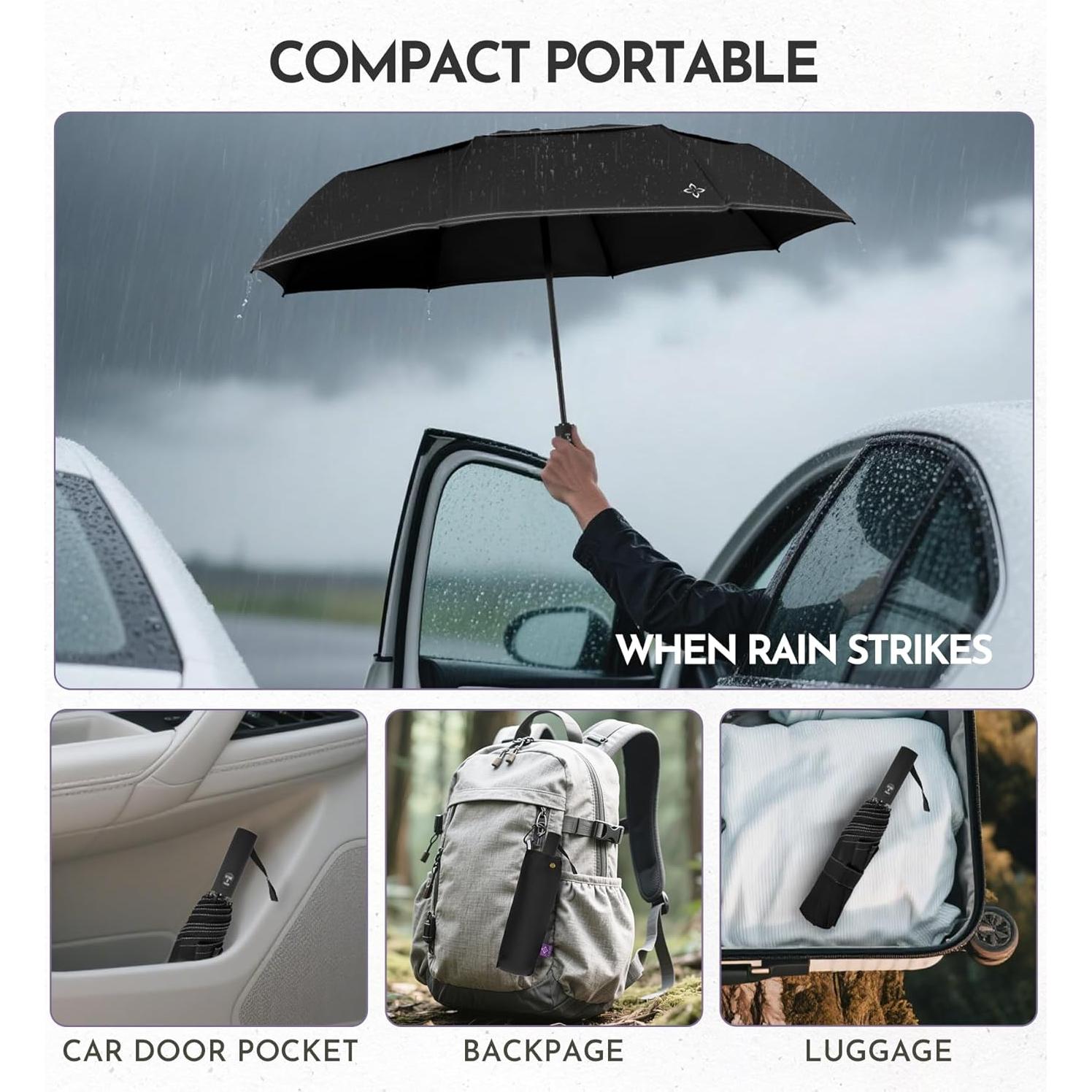 Paraguas Compacto Automático Lilac a Prueba de Viento 110 cm