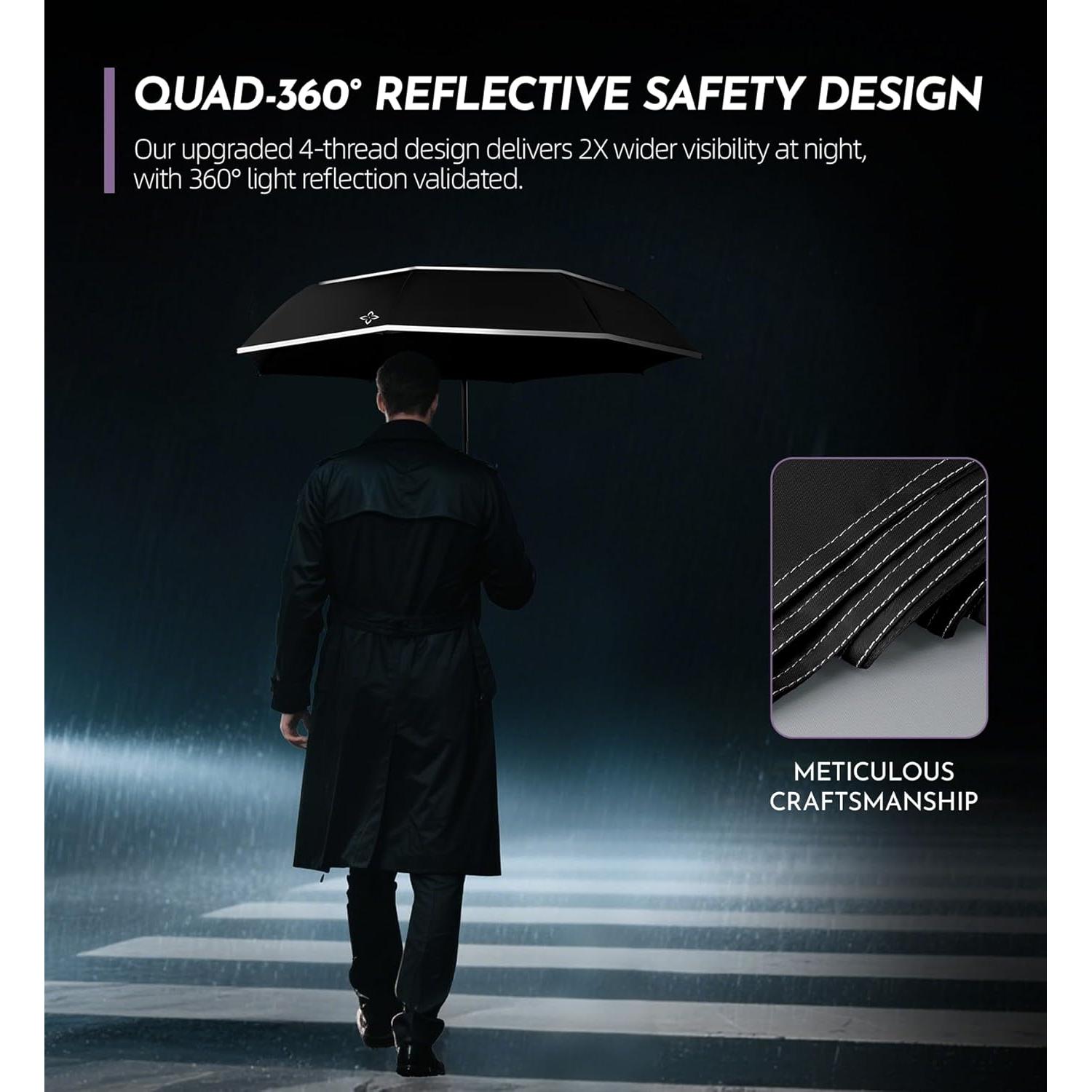 Paraguas Compacto Automático Lilac a Prueba de Viento 110 cm